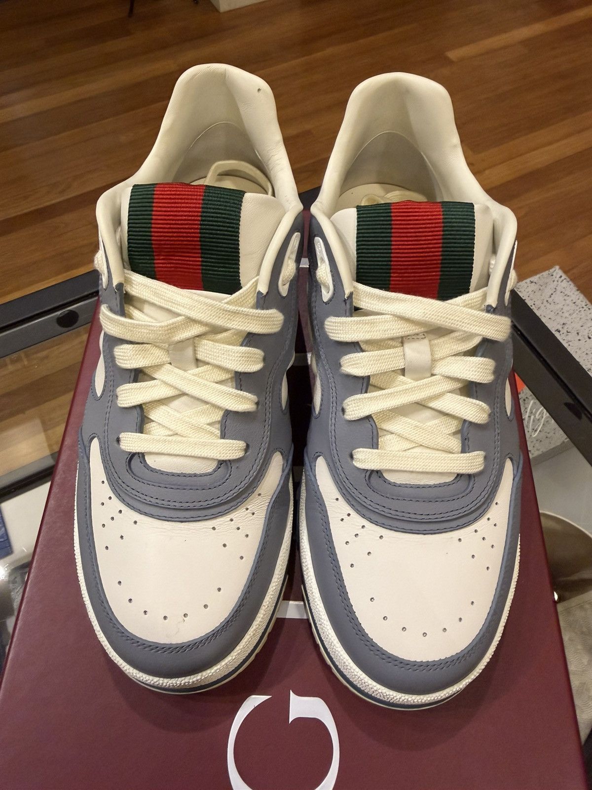 Gucci Gucci Re Web Sneakers - Grey Size US 6.5 / EU 39-40 - 4 Thumbnail