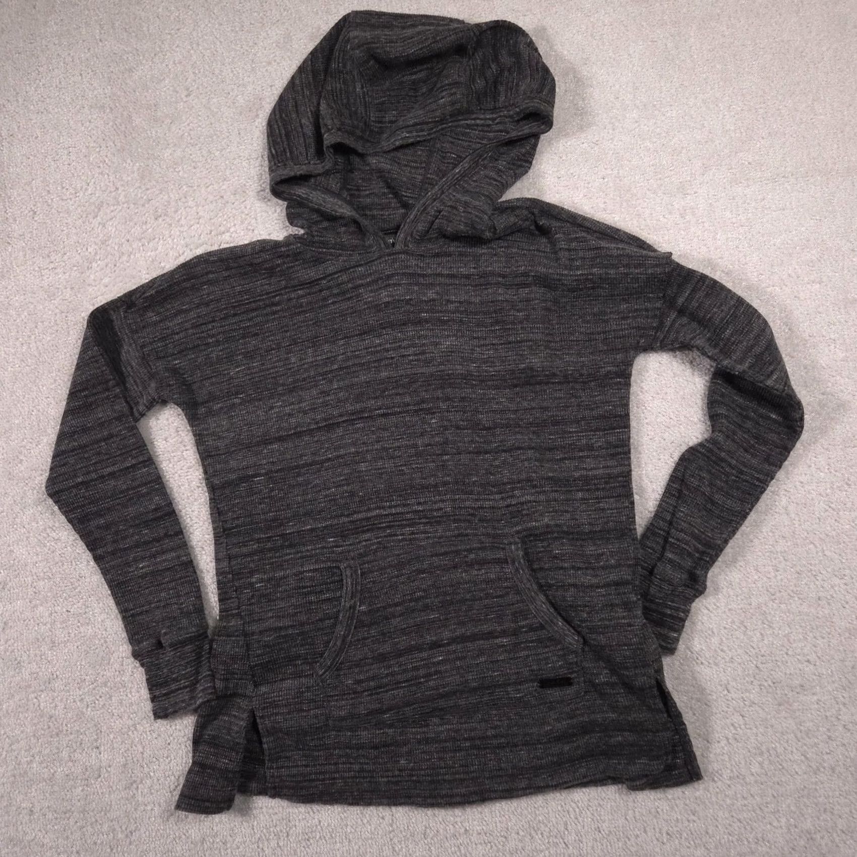Calvin Klein Calvin Klein Performance Hoodie Womens M Gray Stretch Knit Pullover V-Neck Hooded Pocket Logo Knit Size M / US 6-8 / IT 42-44 - 2 Thumbnail