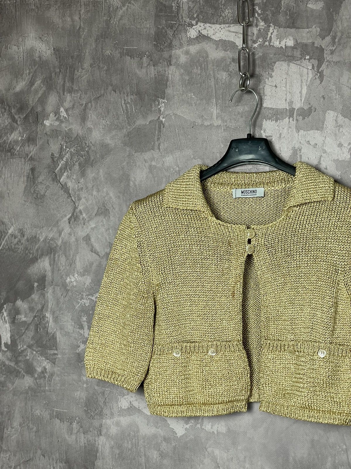 Moschino × Vintage Moschino Cheap and Chic Golden Tweed Mini Blazer Size S / US 4 / IT 40 - 3 Thumbnail