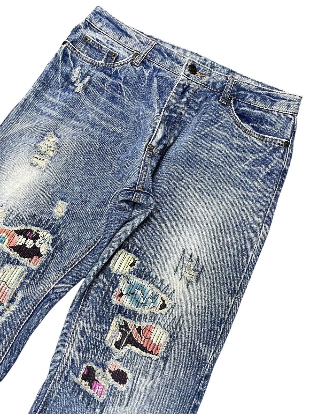 5351 POUR LES HOMMES × Hysteric Glamour Boro Heavy Stitched Japanese Brand Distressed Jeans Size US 30 / EU 46 - 3 Thumbnail