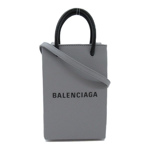 image of Balenciaga Mini Shopping Phone Holder Bag in Grey, Women's