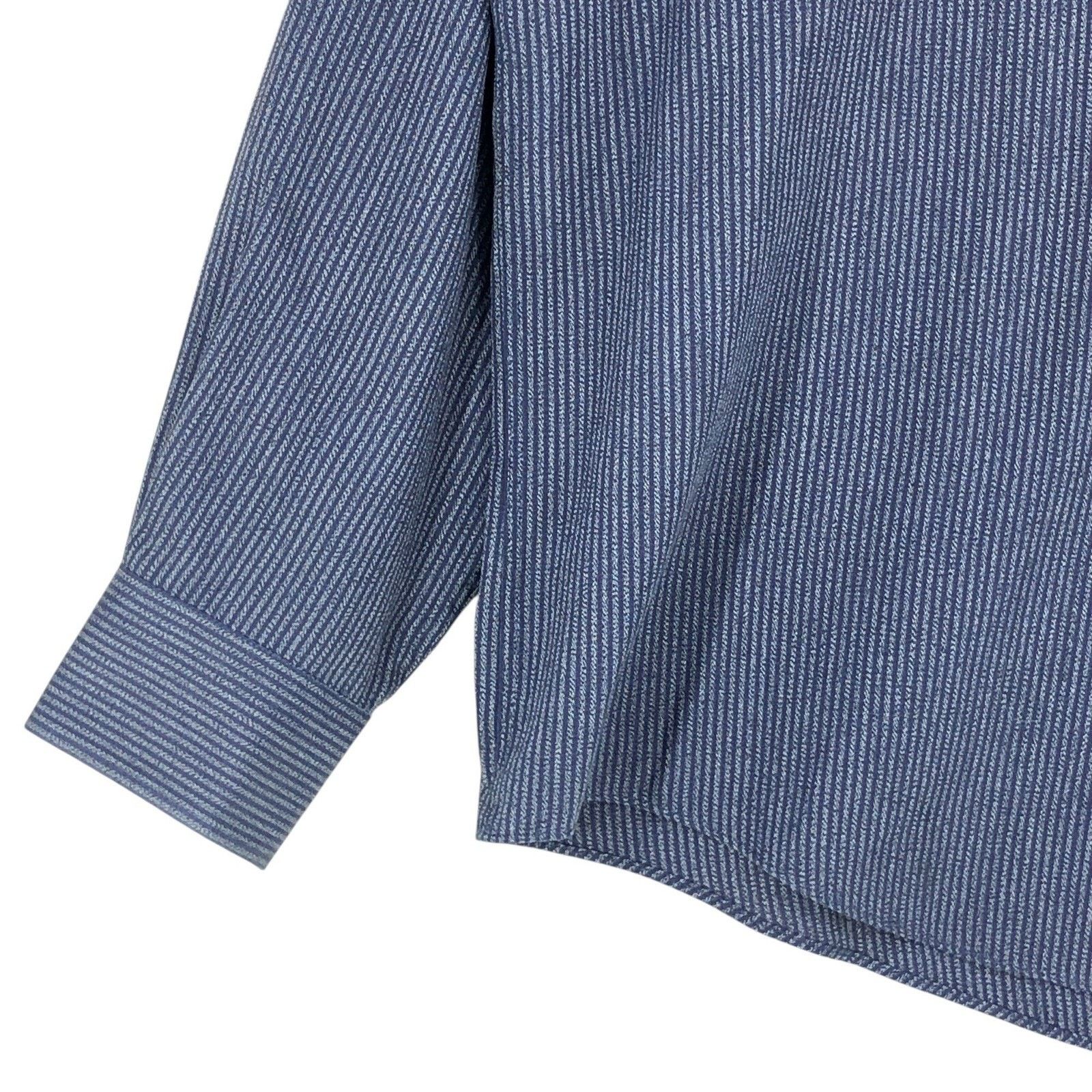 Yves Saint Laurent Yves Saint Laurent Shirt XL 17 34-35 Navy Vertical Stripe Size US XL / EU 56 / 4 - 4 Thumbnail