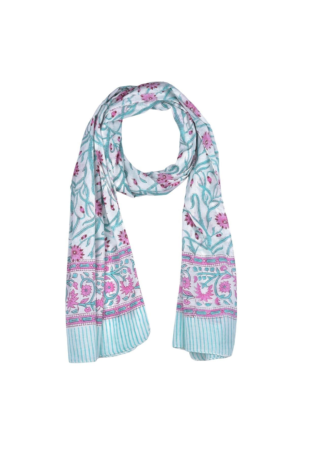 Handmade Cotton Scarf for Women | Handblock Summer Wrap Sarong Size ONE SIZE - 1 Thumbnail
