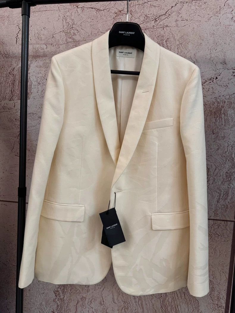 Yves Saint Laurent Saint Laurent Cream Jungle Pattern Suit Jacket Size US L / EU 52-54 / 3 - 1 Thumbnail