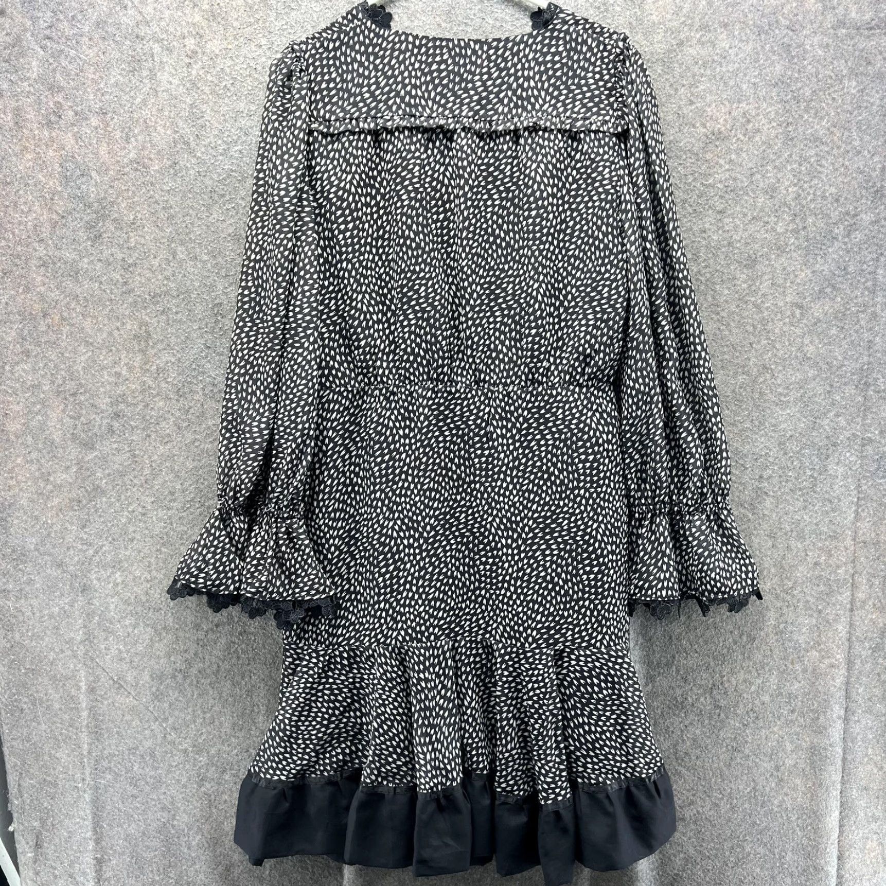 Betsey Johnson Betsey Johnson Dress Womens 12 Black Geometric Ruffle Wrap Long Sleeve Mini Party/Cocktail Casual Size XL / US 12-14 / IT 48-50 - 6 Thumbnail