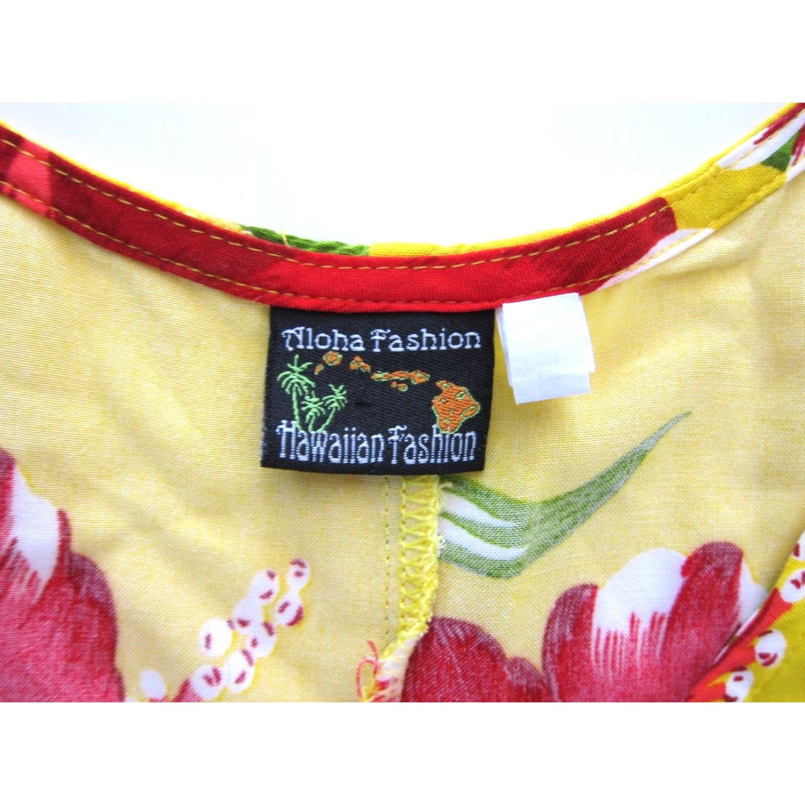 ALOHAS VTG Aloha Fashion Hawaiian Floral Sleeveless Tank Dress Large Yellow Red Green Size L / US 10 / IT 46 - 4 Thumbnail