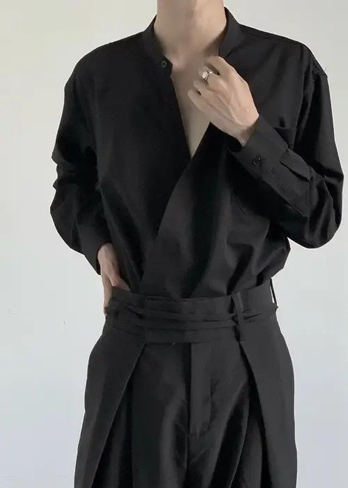 Japanese Brand Masumizu x Sara Cleanfit retro fashion wrap shirt Size US M / EU 48-50 / 2 - 8 Thumbnail