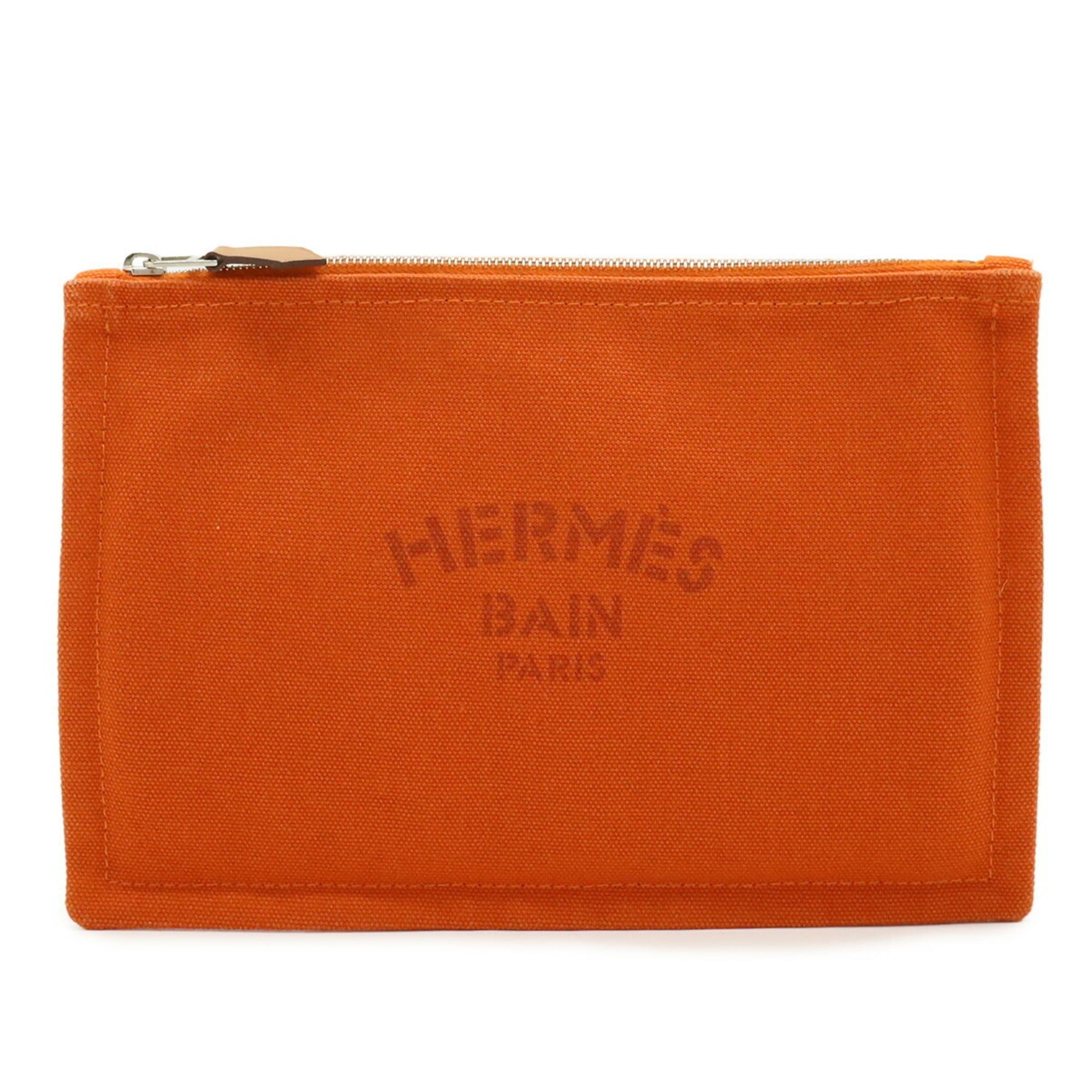 Hermes HERMES New Yachting PM Flat Pouch Handbag Canvas Leather Orange Size ONE SIZE - 1 Thumbnail