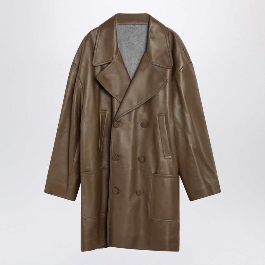 o1d2blof0226 Double Breasted Pea Coat in Dark Beige