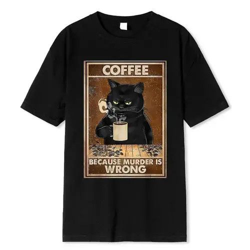 NLST Coffee Black Cat Tshirt Oversized Size US L / EU 52-54 / 3 - 4 Thumbnail