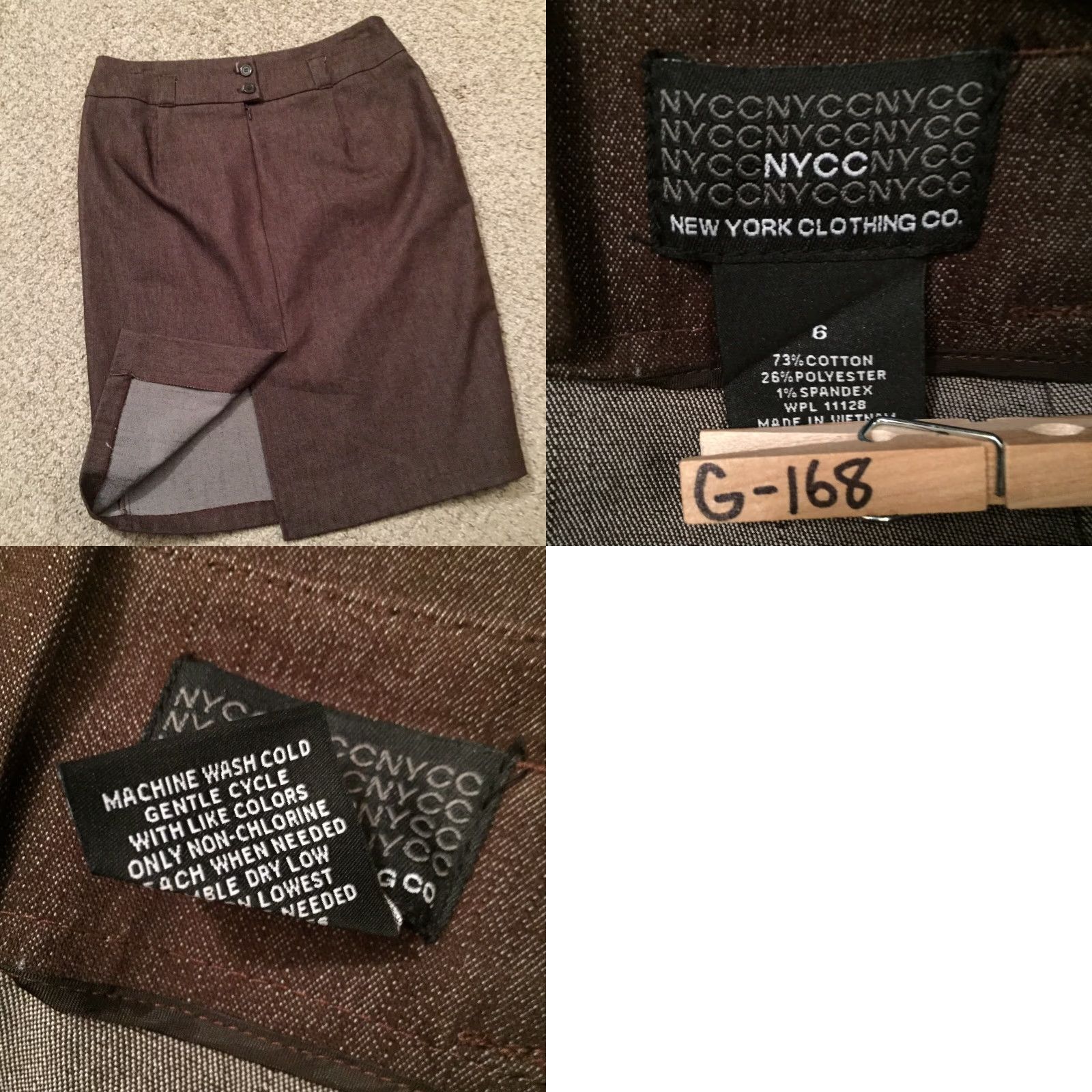 Vintage Nycc Skirt Women Knee Length Brown Cotton Blend Slit Pencil Size 6 Unlined Vintage No Regular Grade? Size 28" / US 6 / IT 42 - 8 Thumbnail
