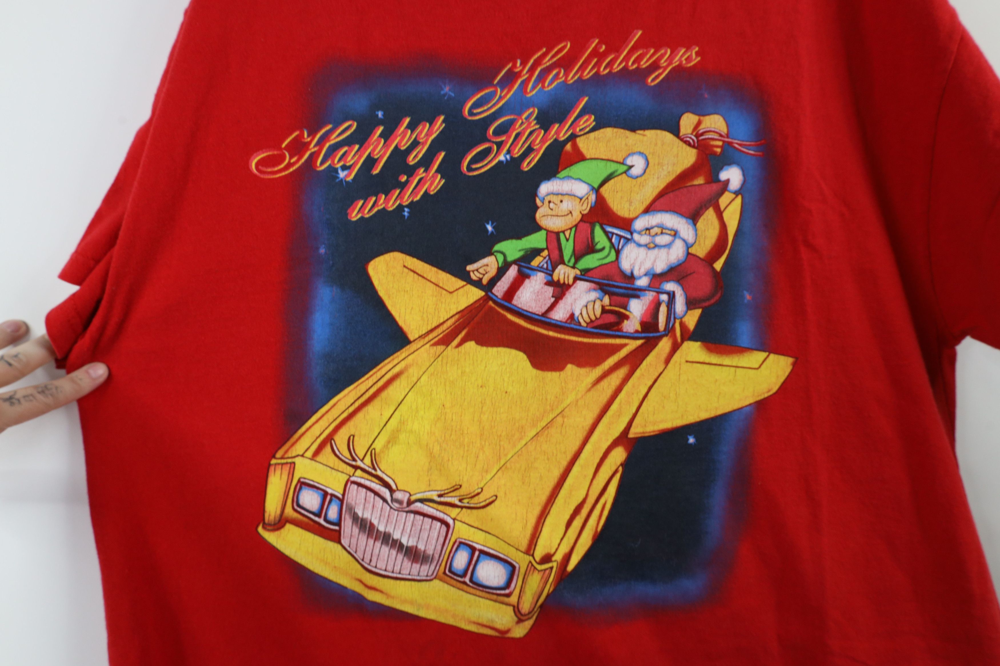 Vintage Vintage 90s Christmas Holidays Santa Sports Car T-Shirt Size US XL / EU 56 / 4 - 4 Thumbnail