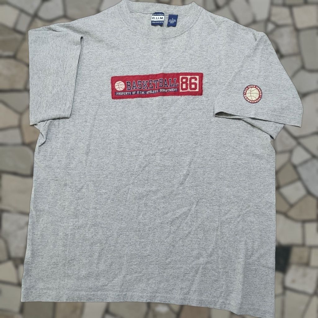 Vintage B.U.M. Equipment Basketball Gray T-Shirt Adult Large Tee USA Made Regular Unisex Mens Womens 90s Hip Hop Sports Shirt Size US L / EU 52-54 / 3 - 1 Thumbnail