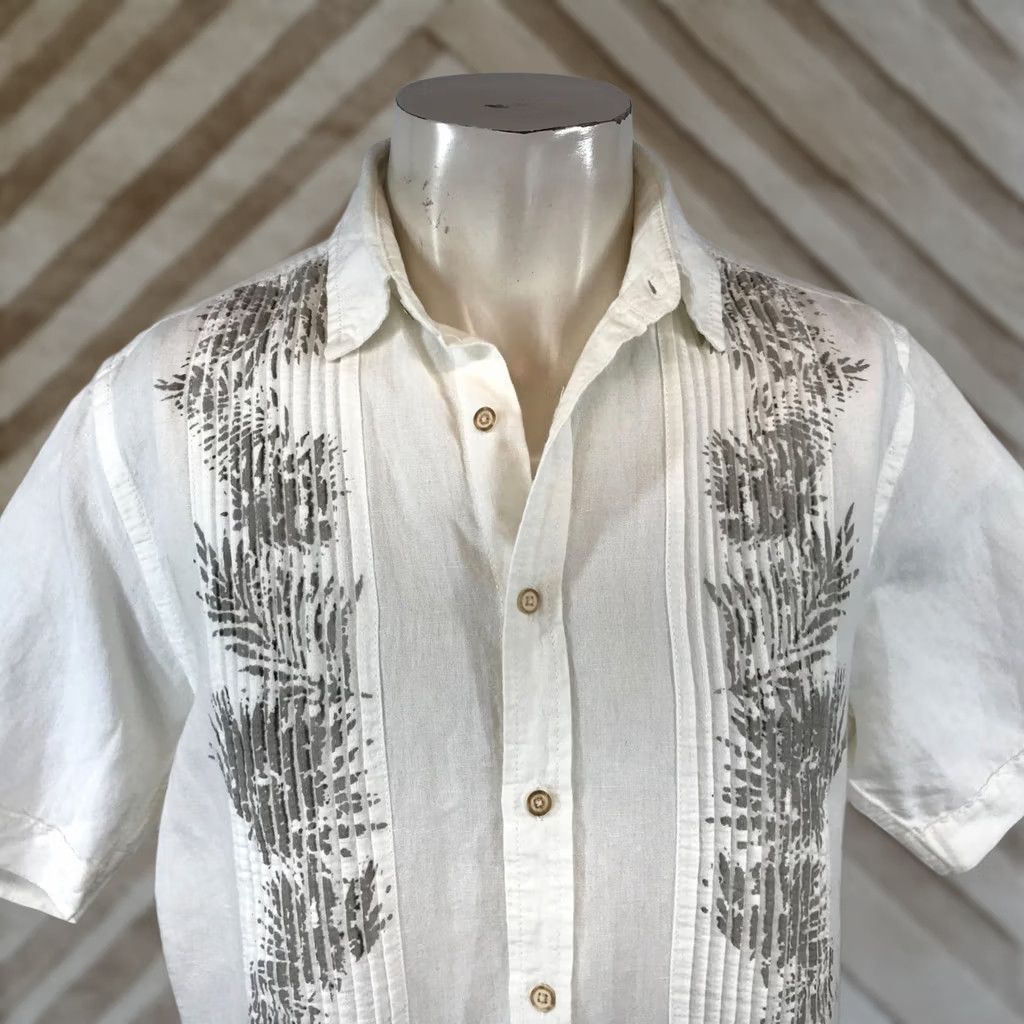 Tasso Elba TASSO ELBA ISLAND MEN'S SMALL WHITE SHORT SLEEVE BUTTON LINEN SHIRT Size US S / EU 44-46 / 1 - 1 Thumbnail