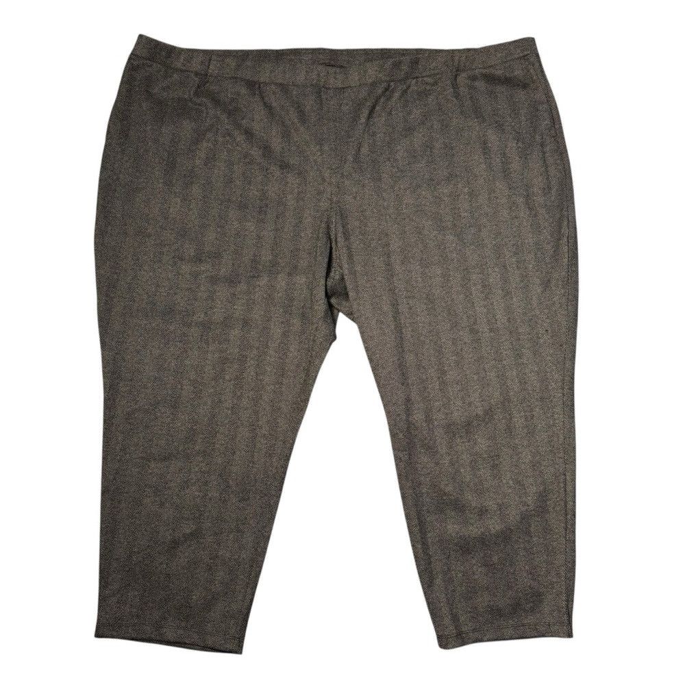 Other New Susan Graver Jacquard Knit Ankle Brown Herringbone Pant Size 42" / US 20 - 2 Thumbnail