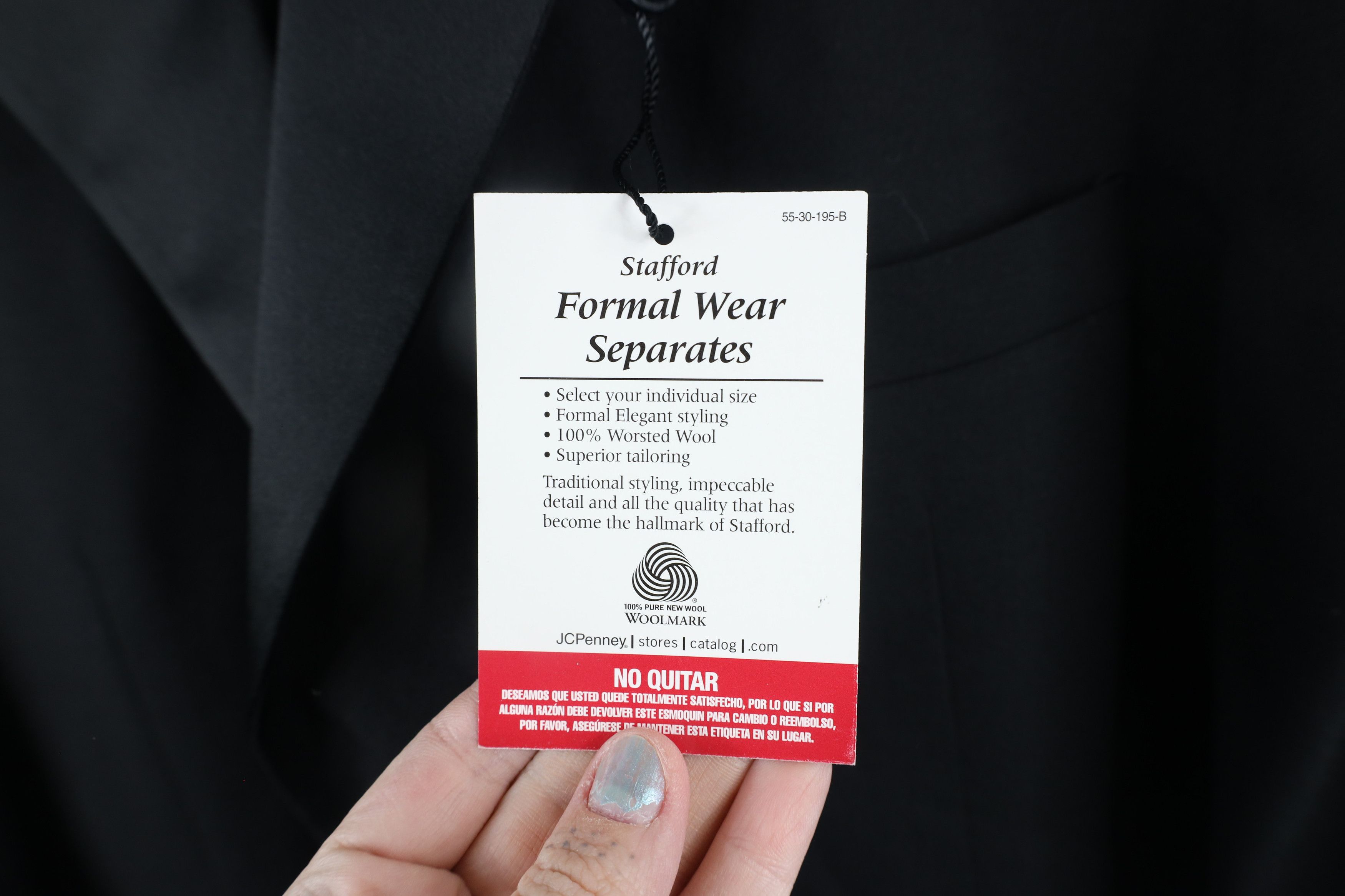 Vintage New Stafford Prom Wedding Tuxedo Suit Coat Jacket Black Size US L / EU 52-54 / 3 - 7 Thumbnail