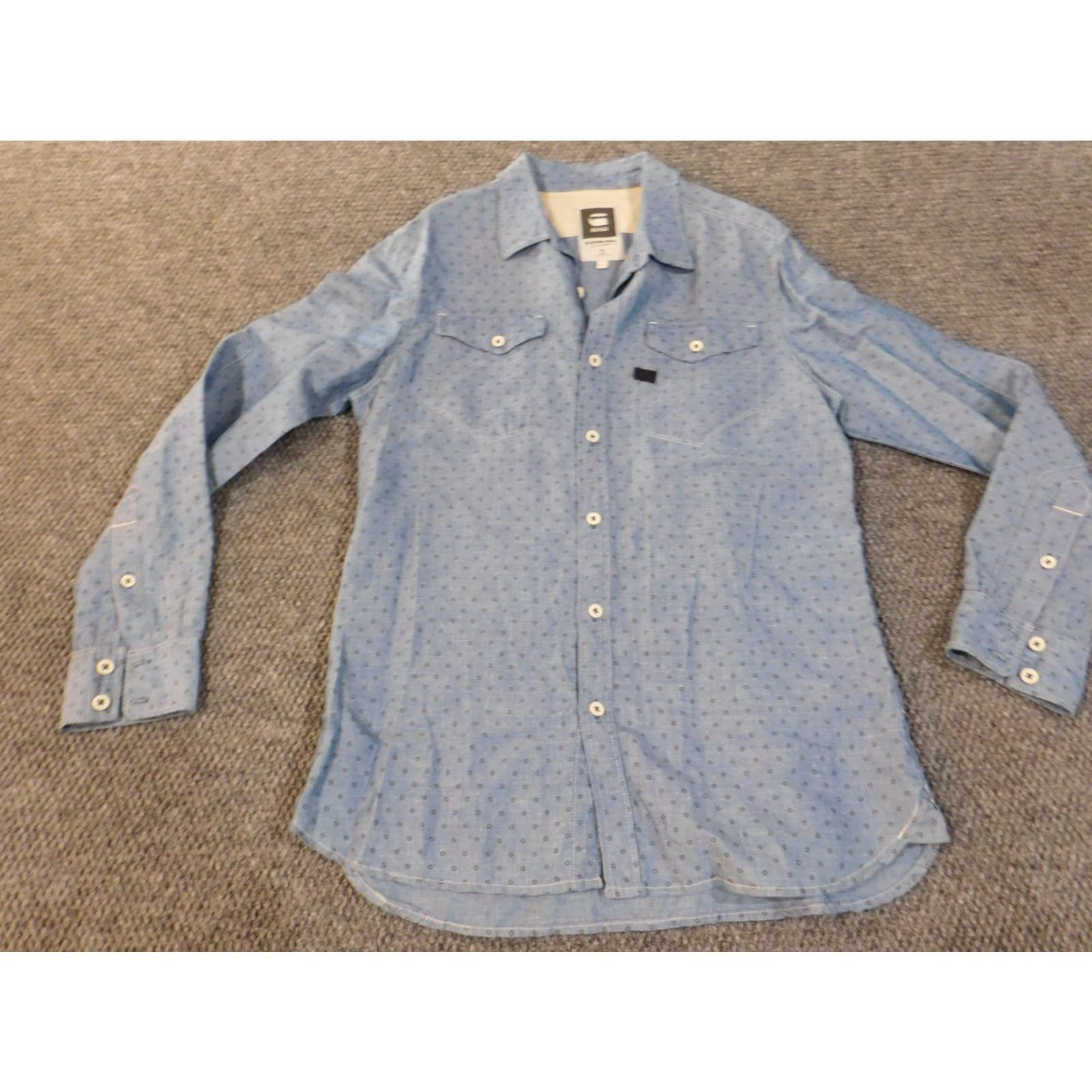 G-Star G-Star Shirt Men L Blue City Geometric Pockets NYC New York Button-Up Collared Long Sleeve Knit Cotton Vintage No? Size US L / EU 52-54 / 3 - 3 Thumbnail