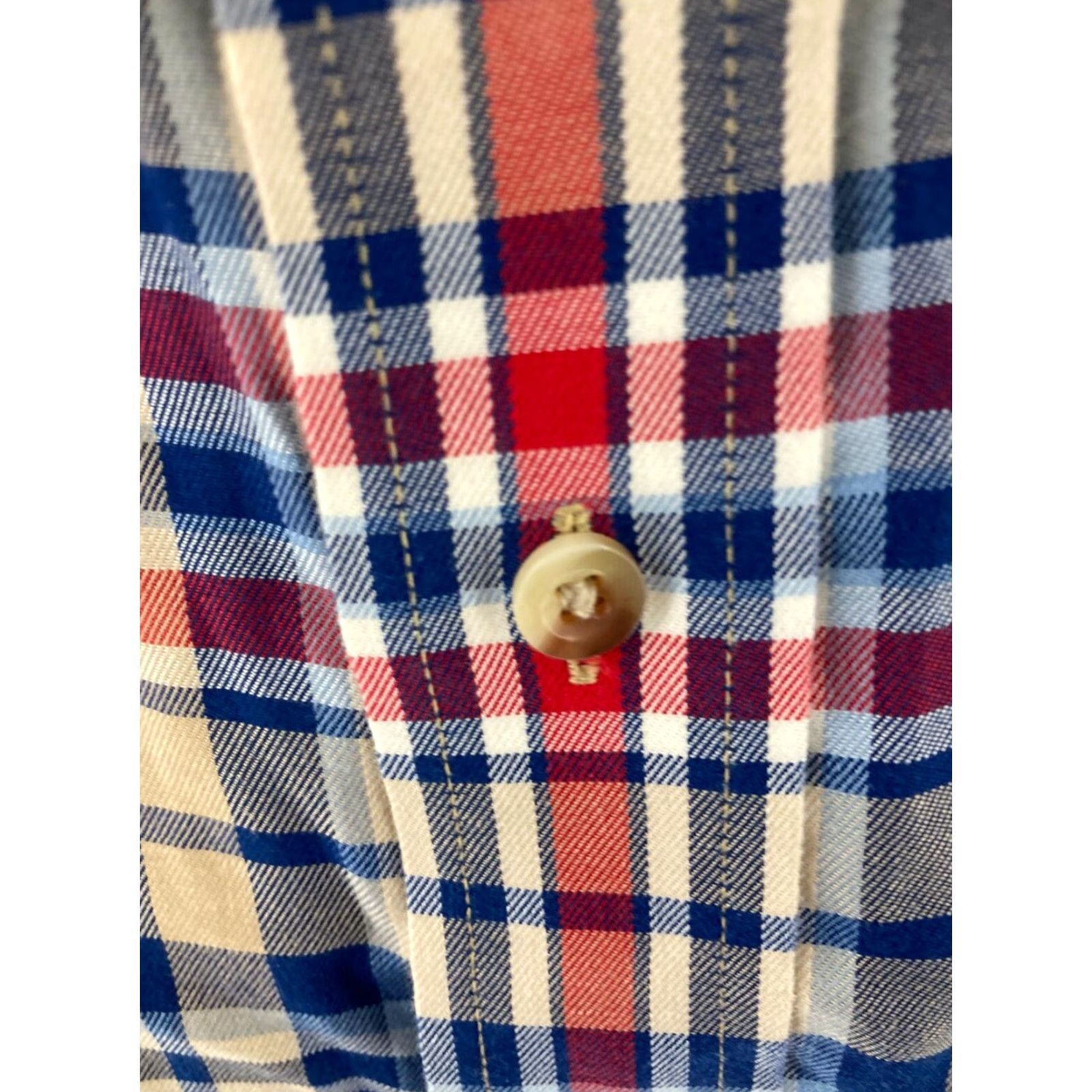 Jos. A. Bank Jos A Bank Shirt Mens Medium Tailored Fit Traveler Stripes Red Blue Size US M / EU 48-50 / 2 - 7 Thumbnail
