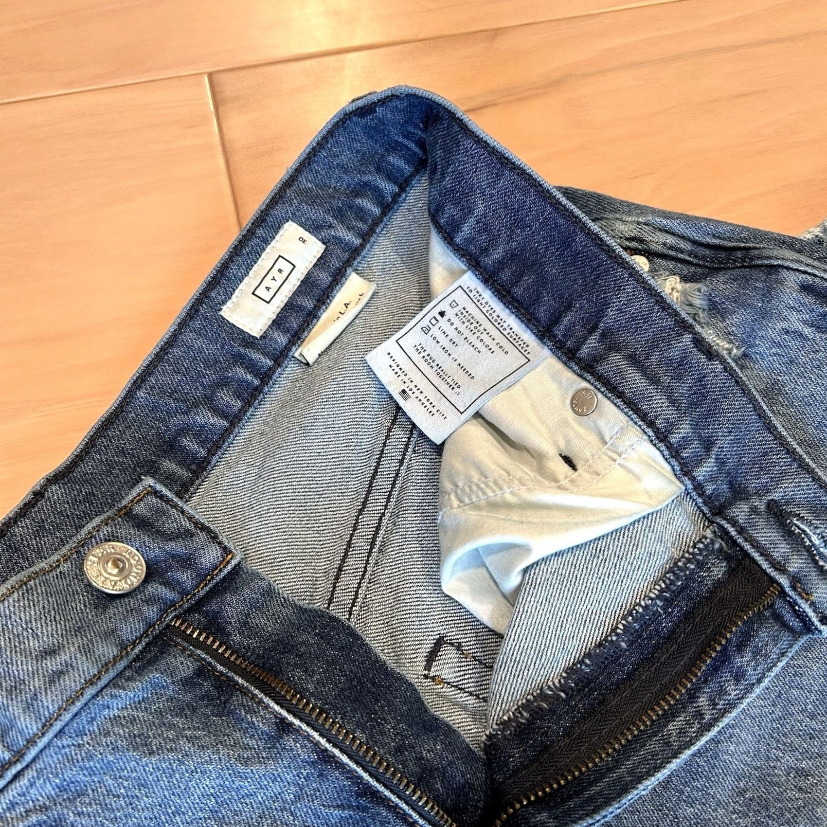 AYR VINTAGE AYR The Couch Slouch Denim Blue Jean Women 32x30 Jeans 5-Pocket Belt Loops High Rise Solid Denim USA Bohemian Modern Straight Womens Size 24" / US 00 / IT 34 - 5 Thumbnail