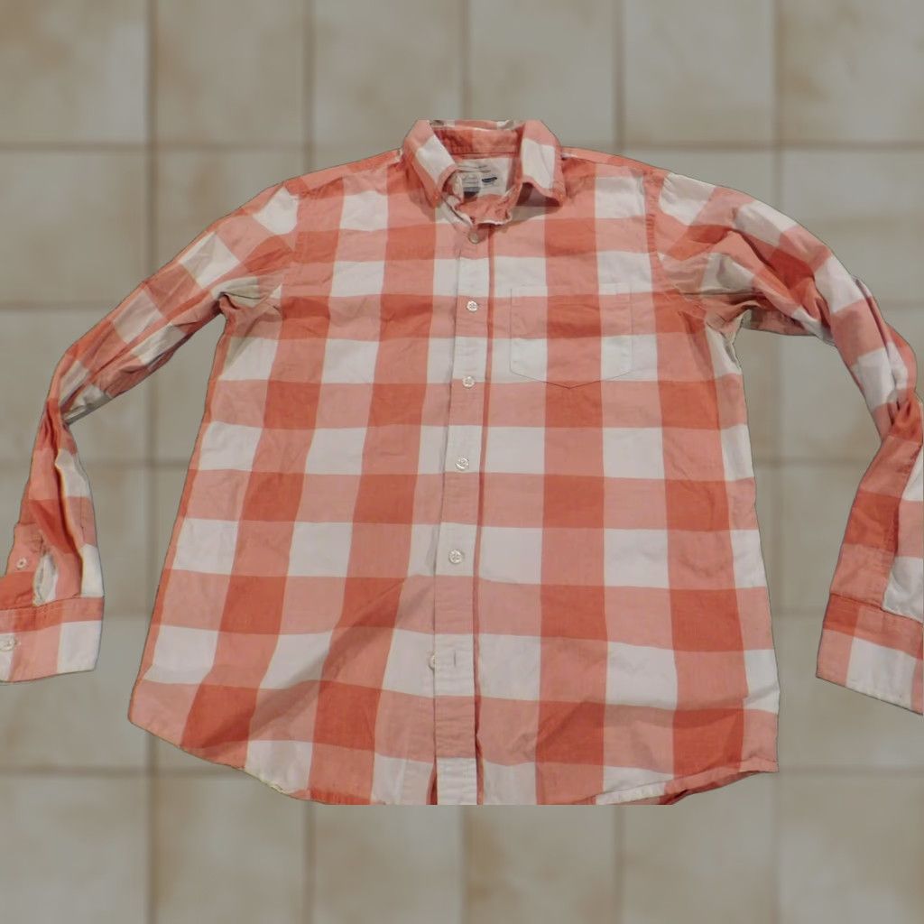 Old Navy Old Navy Shirt Small Plaid Button-Down Slim Orange Short Sleeve Mens Size US S / EU 44-46 / 1 - 1 Thumbnail