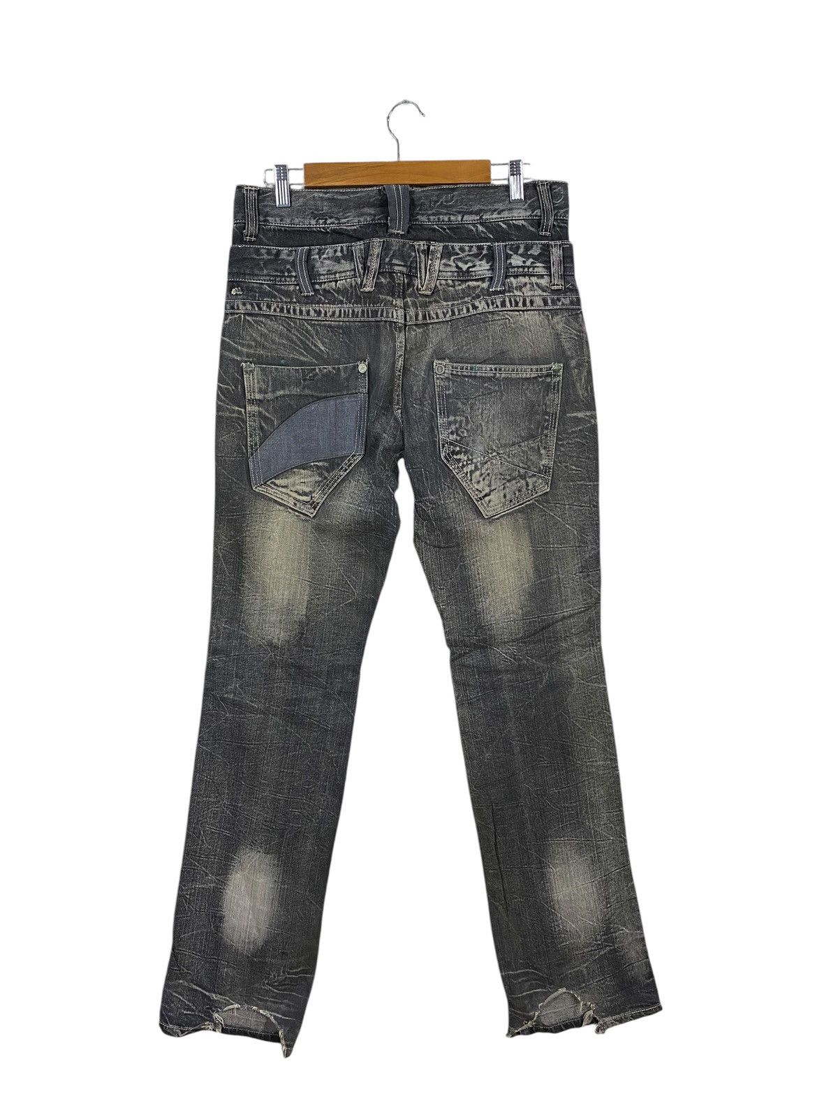 Japanese Brand Japanase brand salty dog double waist denim pants distressed Size US 33 - 2 Thumbnail