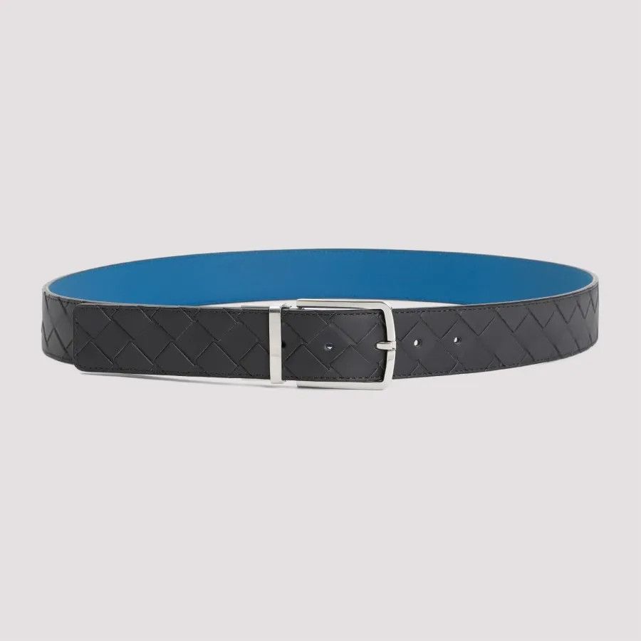 Bottega Veneta o1lf3ng10925 Size:95 / Intrecciato Reversible Belt in Black Size 38 - 1 Thumbnail