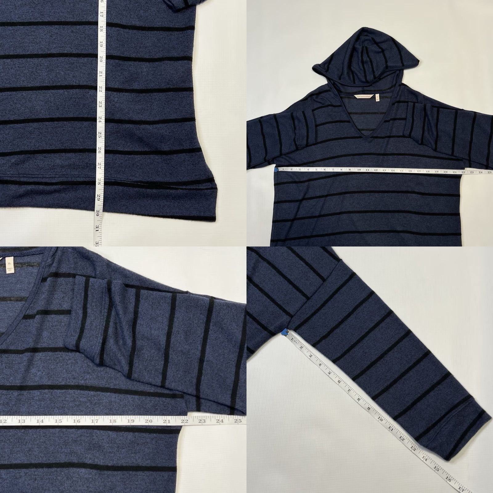 Soft Surroundings Soft Surroundings Downtown Hoodie Sweater Tunic Womens XL Blue Striped Pullover Size XL / US 12-14 / IT 48-50 - 8 Thumbnail
