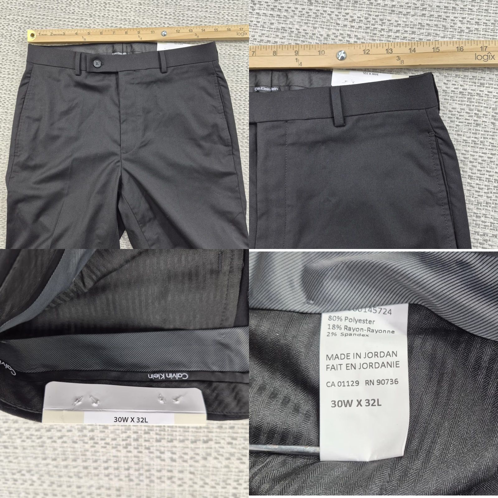 Calvin Klein Calvin Klein Dress Pants Mens 30x32 Black Flat Front Stretch Business Formal Dress PantsMens 30W 32L Black Regular Fit Straight Leg Formal Wear" Size US 30 / EU 46 - 8 Thumbnail