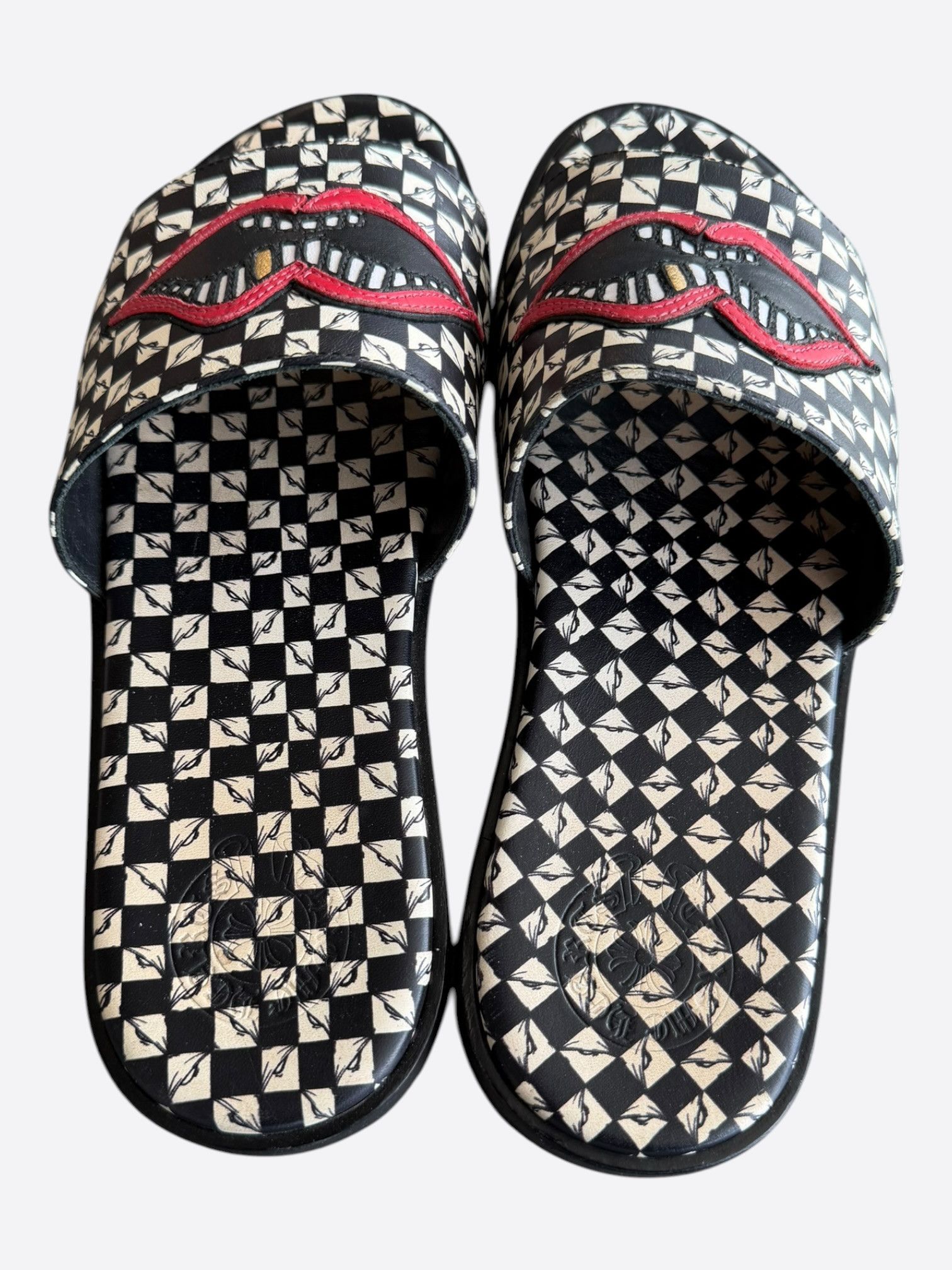 Chrome Hearts Chrome Hearts Matty Boy Checkered 99 Eyez Chomper Slides Size US 10 / EU 43 - 4 Thumbnail