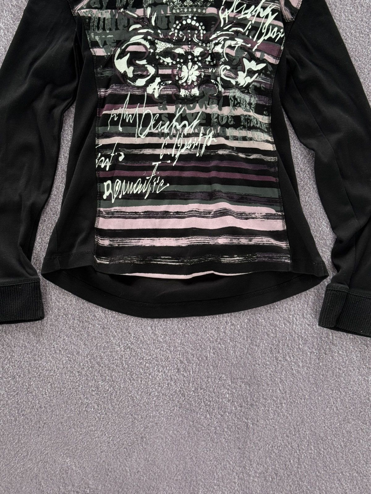 Japanese Brand Y2K Goth Black Long Sleeve Top Cyber Grunge Type Logo Size M / US 6-8 / IT 42-44 - 3 Thumbnail