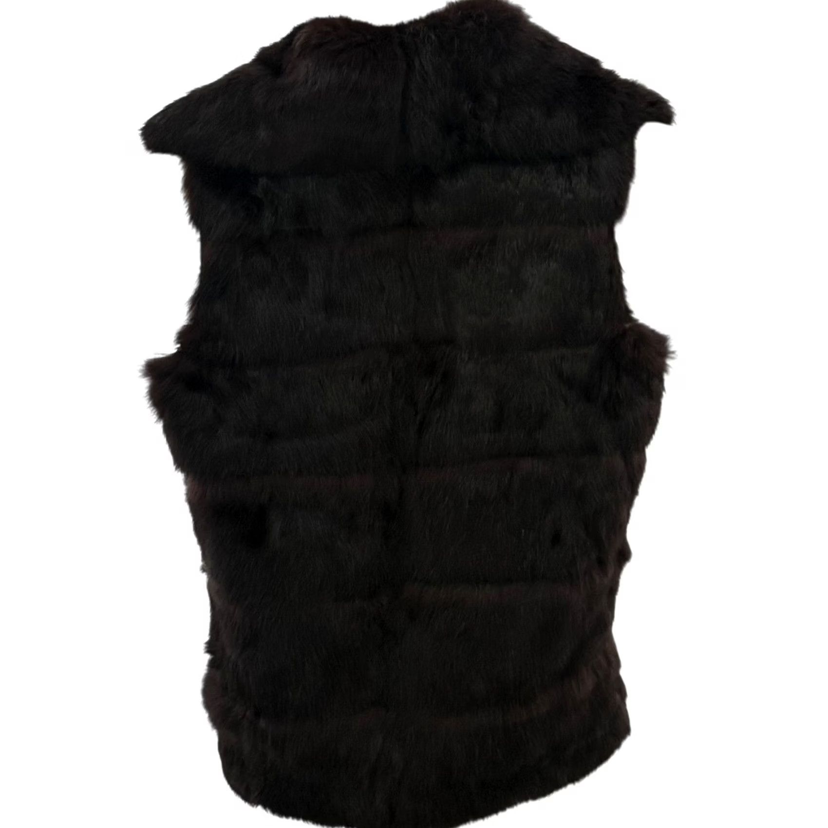 Vintage Arden B. Rabbit Fur Vest Sleeveless Shawl Collar Brown VV Vest, Women, S Size S / US 4 / IT 40 - 3 Thumbnail