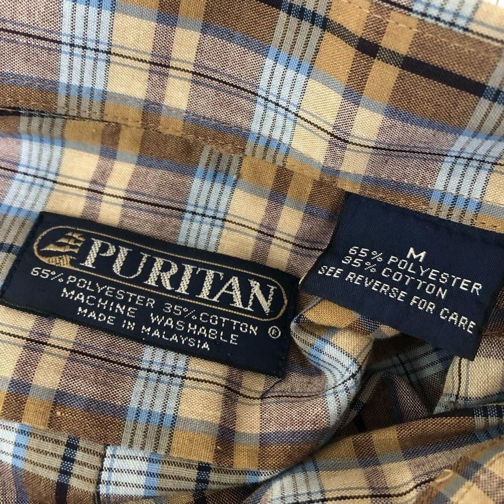 Vintage blue tan brown plaid lightweight cotton long sleeves shirt M Size US M / EU 48-50 / 2 - 8 Thumbnail
