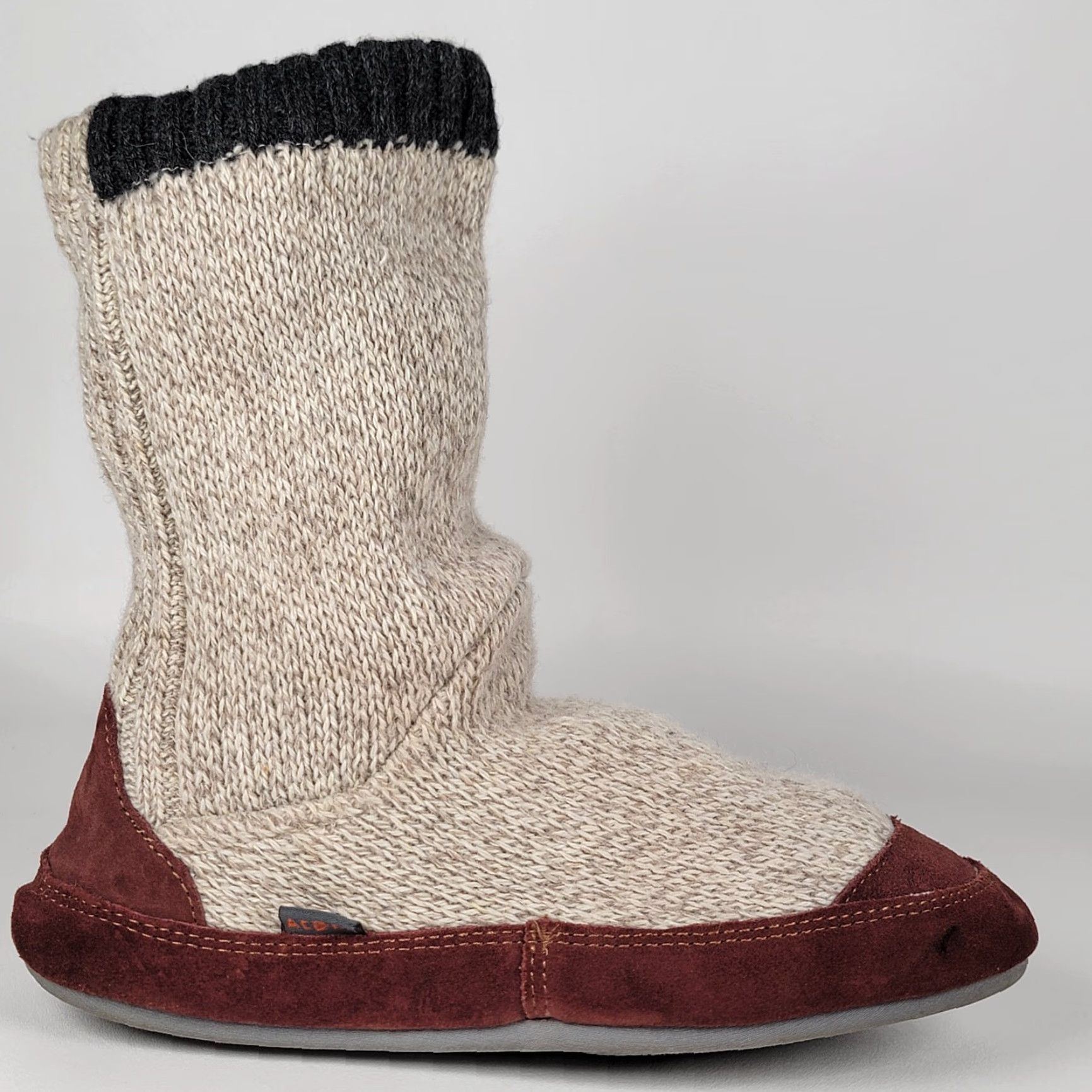 Vintage Acorn Men's Slouch Boots 9-10 Non-Slip Sole Biege Ragg Wool Brown Suede Size US 9 / EU 42 - 3 Thumbnail