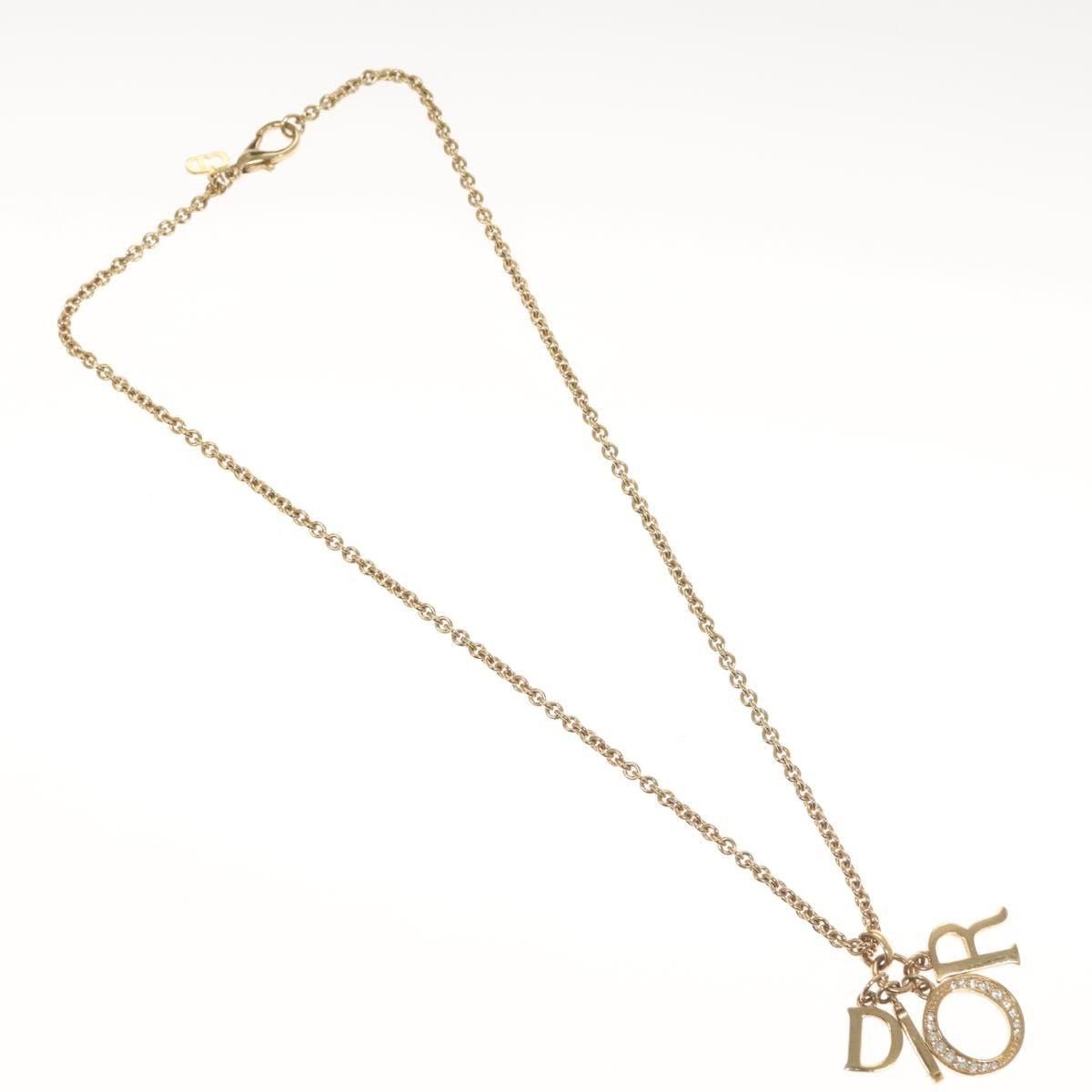 Dior Christian Dior Logo Necklace Crystal Embellished Metal Size ONE SIZE - 1 Thumbnail