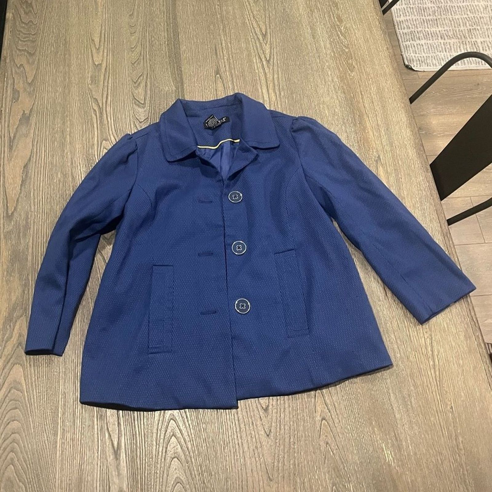 Vintage Dialogue Navy Blue Pea Coat Button Front Collared Size XS Size XS / US 0-2 / IT 36-38 - 1 Thumbnail