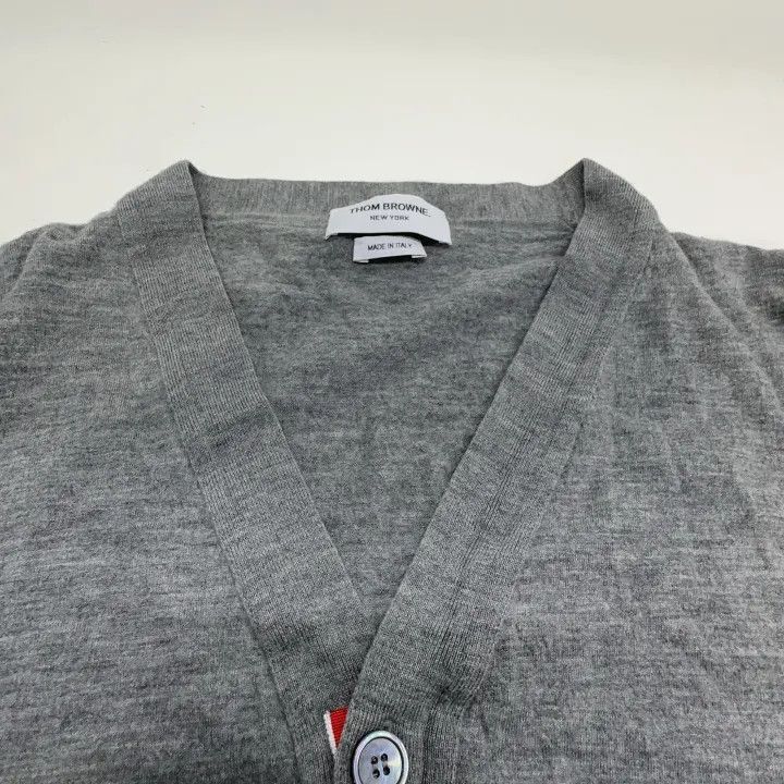 Thom Browne Thom Browne Gray V-Neck Wool Cardigan -2507 Size US L / EU 52-54 / 3 - 4 Thumbnail