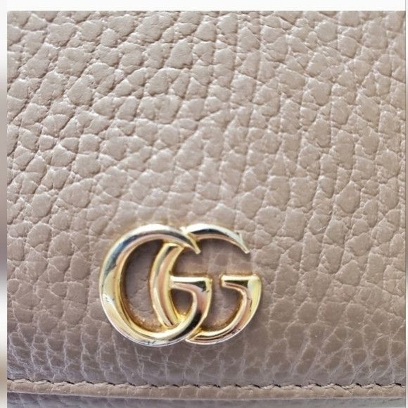 Gucci GUCCI Trifold Small Beige Leather Wallet Cardholders Size ONE SIZE - 15 Thumbnail