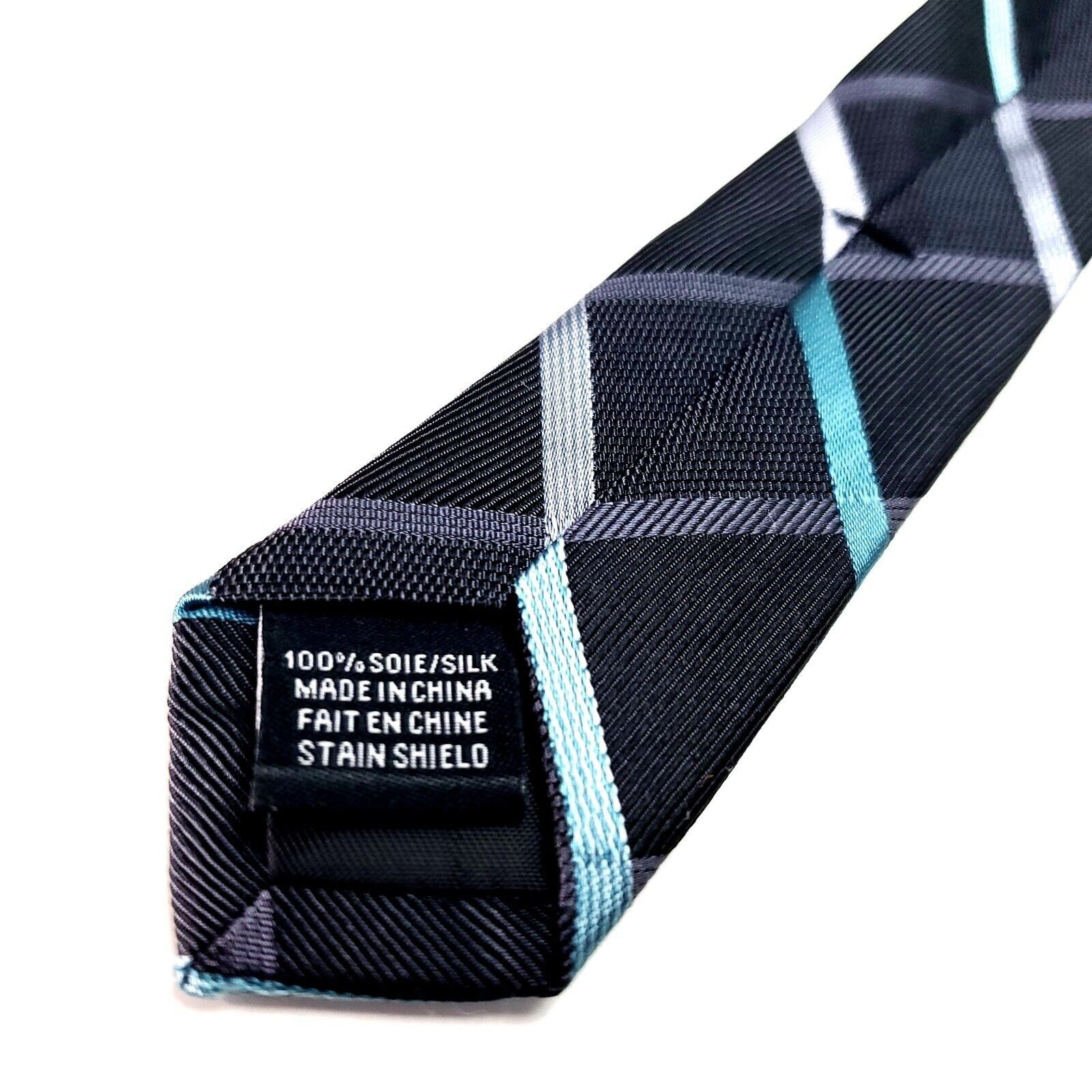 Van Heusen Van Heusen Black Silk Tie Woven Striped Size ONE SIZE - 5 Thumbnail