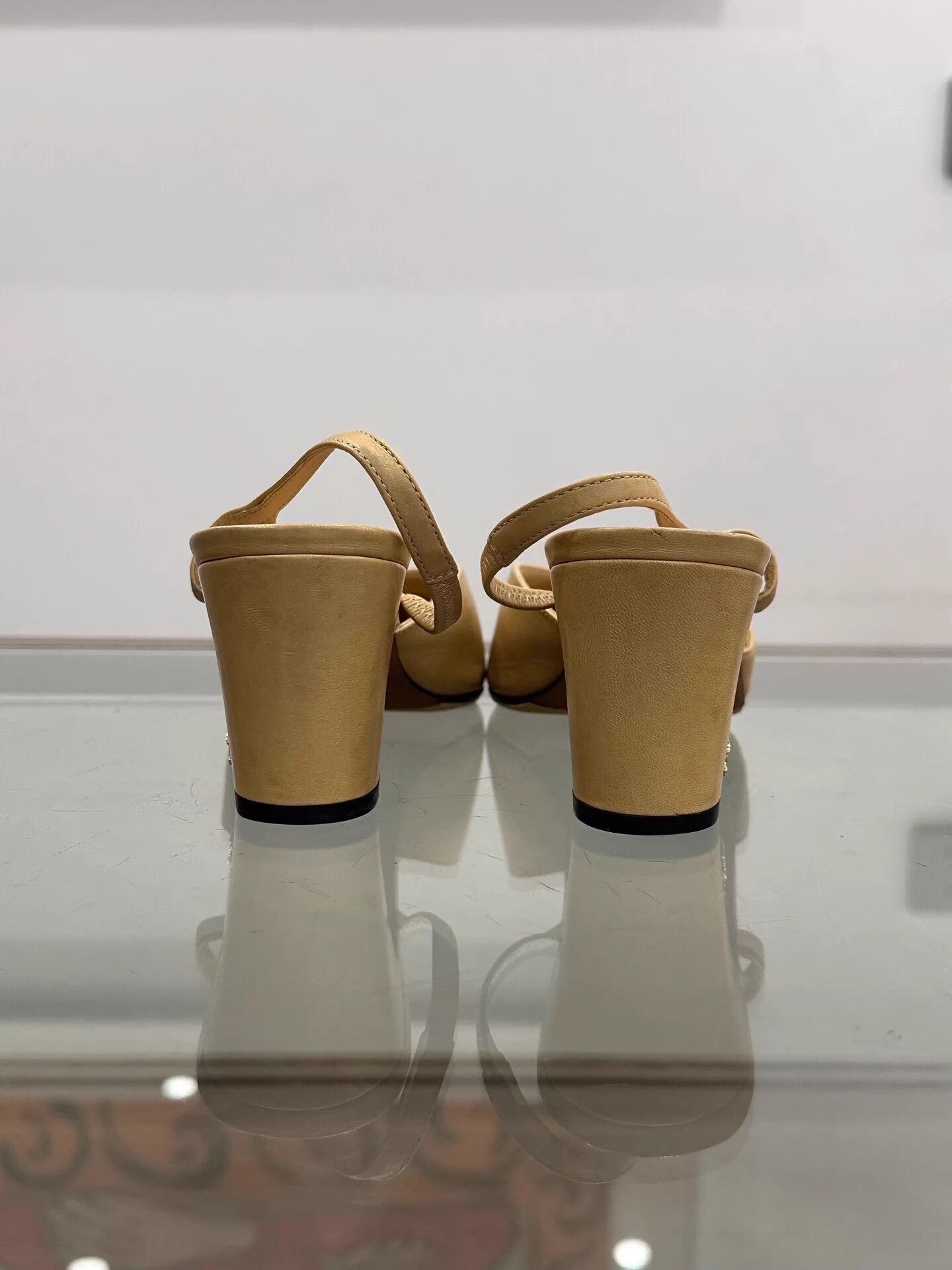 Chanel Chanel Slingback Khaki 36.5 Silver CC Logo Size US 6 / IT 36 - 5 Thumbnail
