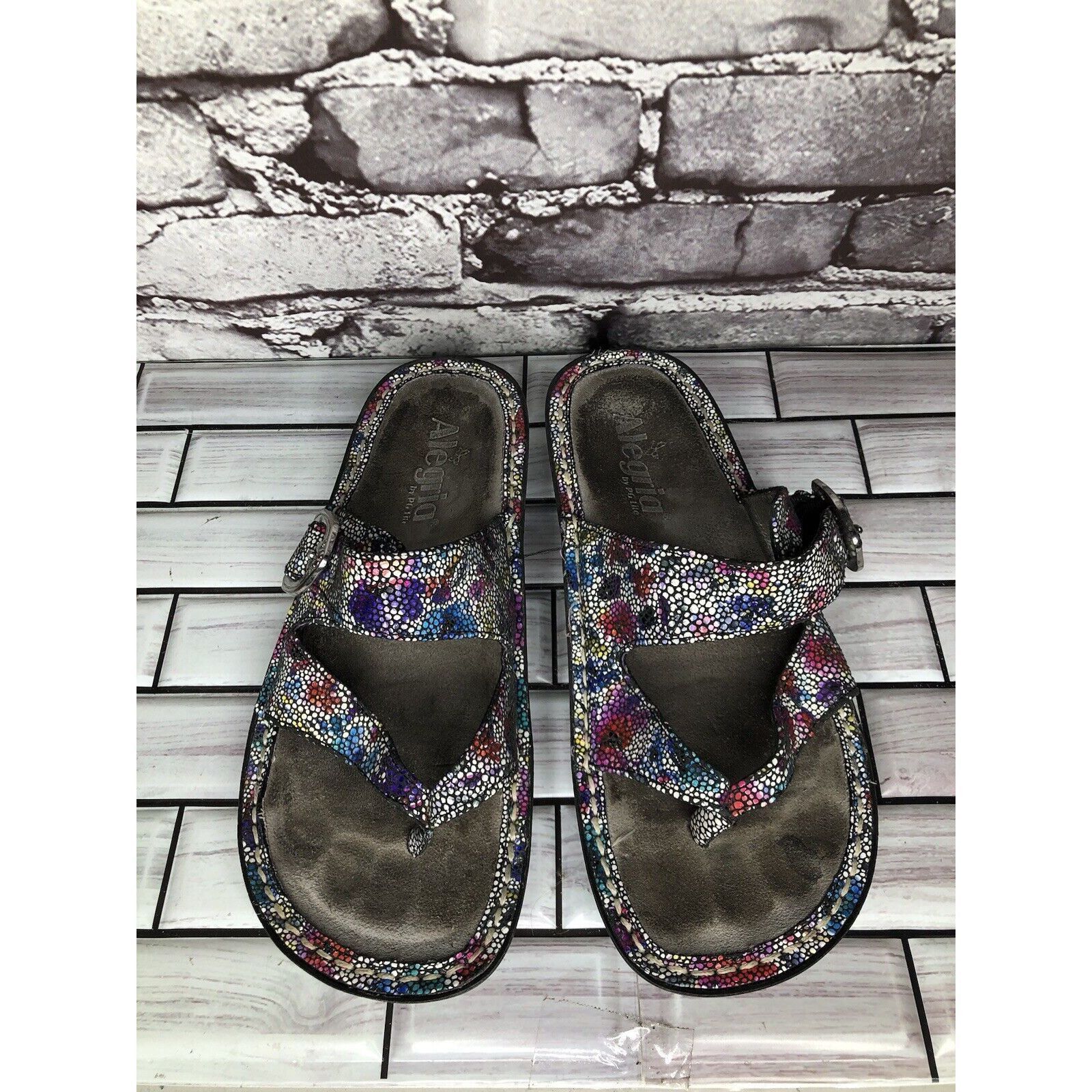 Allegri Alegria Floral Print Thong Strap Casual Wedge Sandals Women Size US 6 / IT 36 - 11 Thumbnail