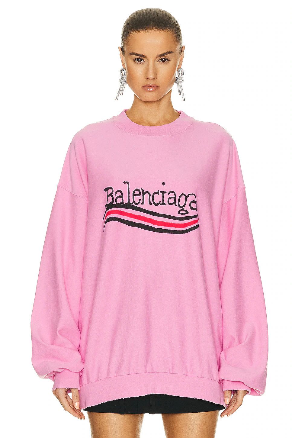 Balenciaga o1mt1gz0825 Hand-Drawn Political Campaign Sweatshirt Pink Size XS / US 0-2 / IT 36-38 - 1 Thumbnail