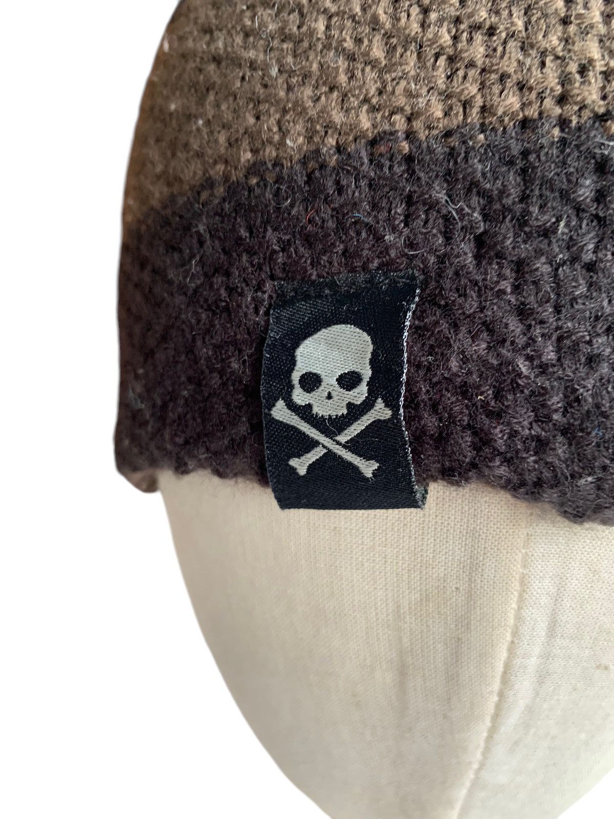 14th Addiction × Vintage Stripe Hydrogen Skull Punk Knitted Hairy Rare Beanie Hats☠️🎌 Size ONE SIZE - 8 Thumbnail