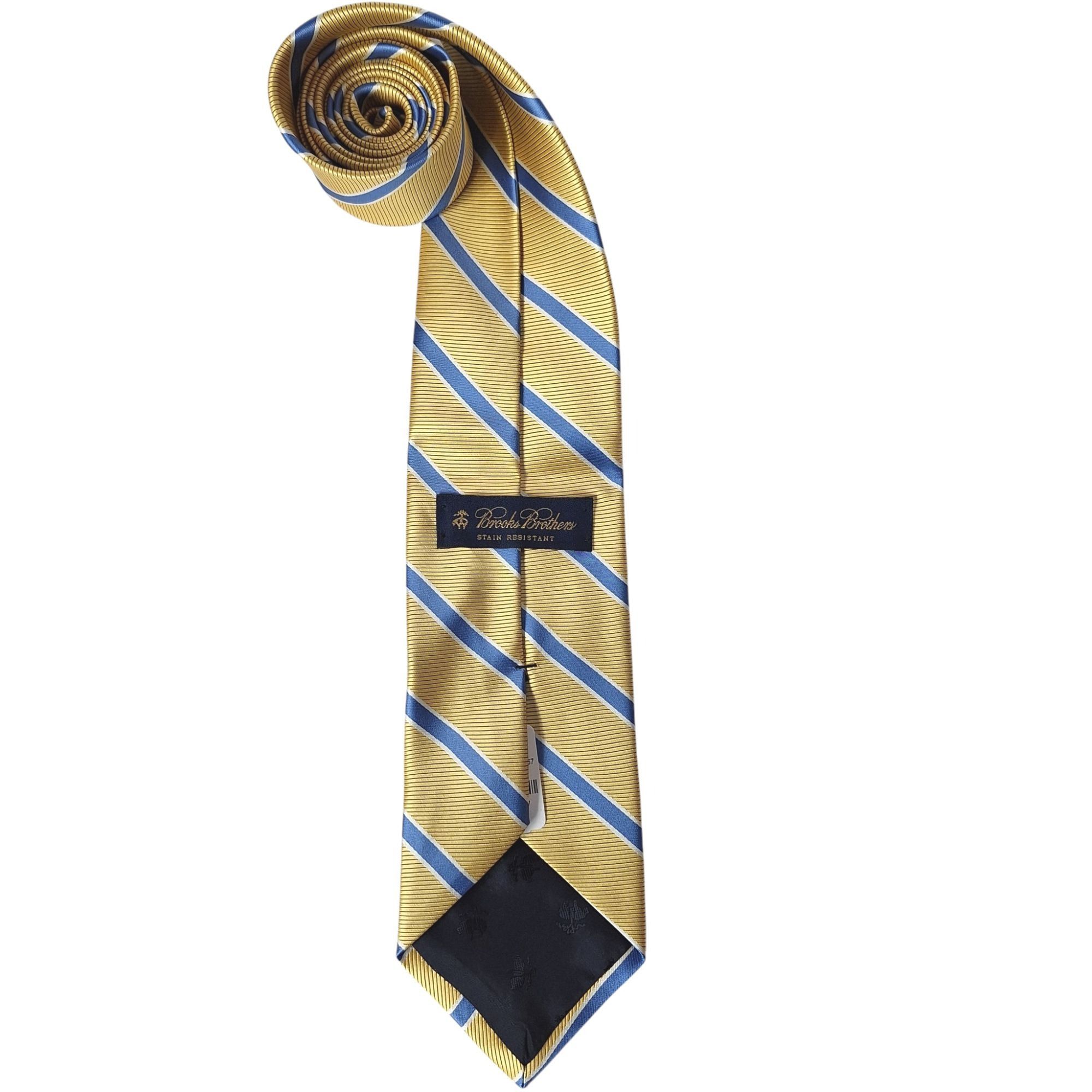 Brooks Brothers Brooks Brothers Gold Blue Striped Silk Tie Preppy Quiet Luxu Size ONE SIZE - 5 Thumbnail
