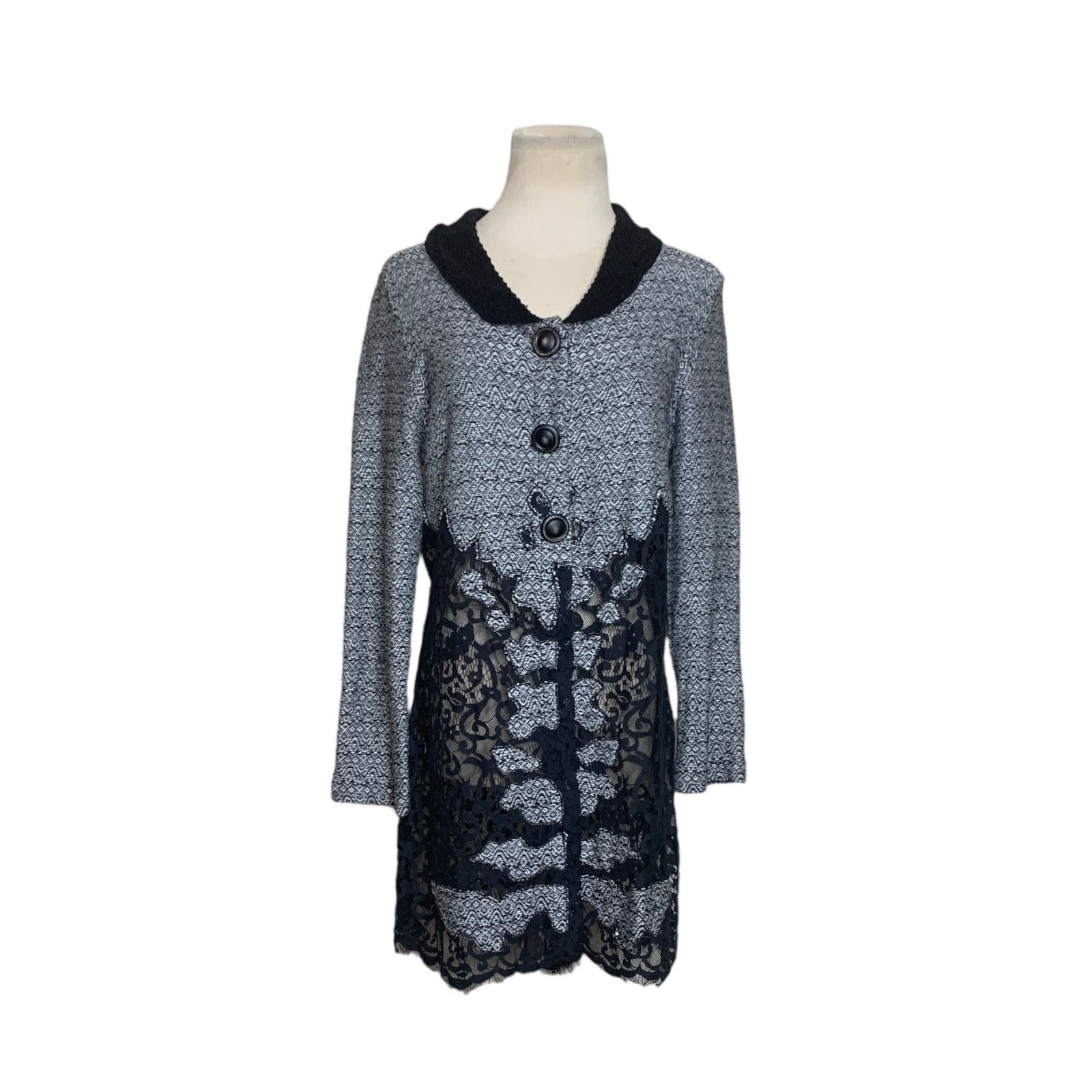 NIC+ZOE Nic-Zoe gray black lace button blazer size M Size M / US 6-8 / IT 42-44 - 11 Thumbnail