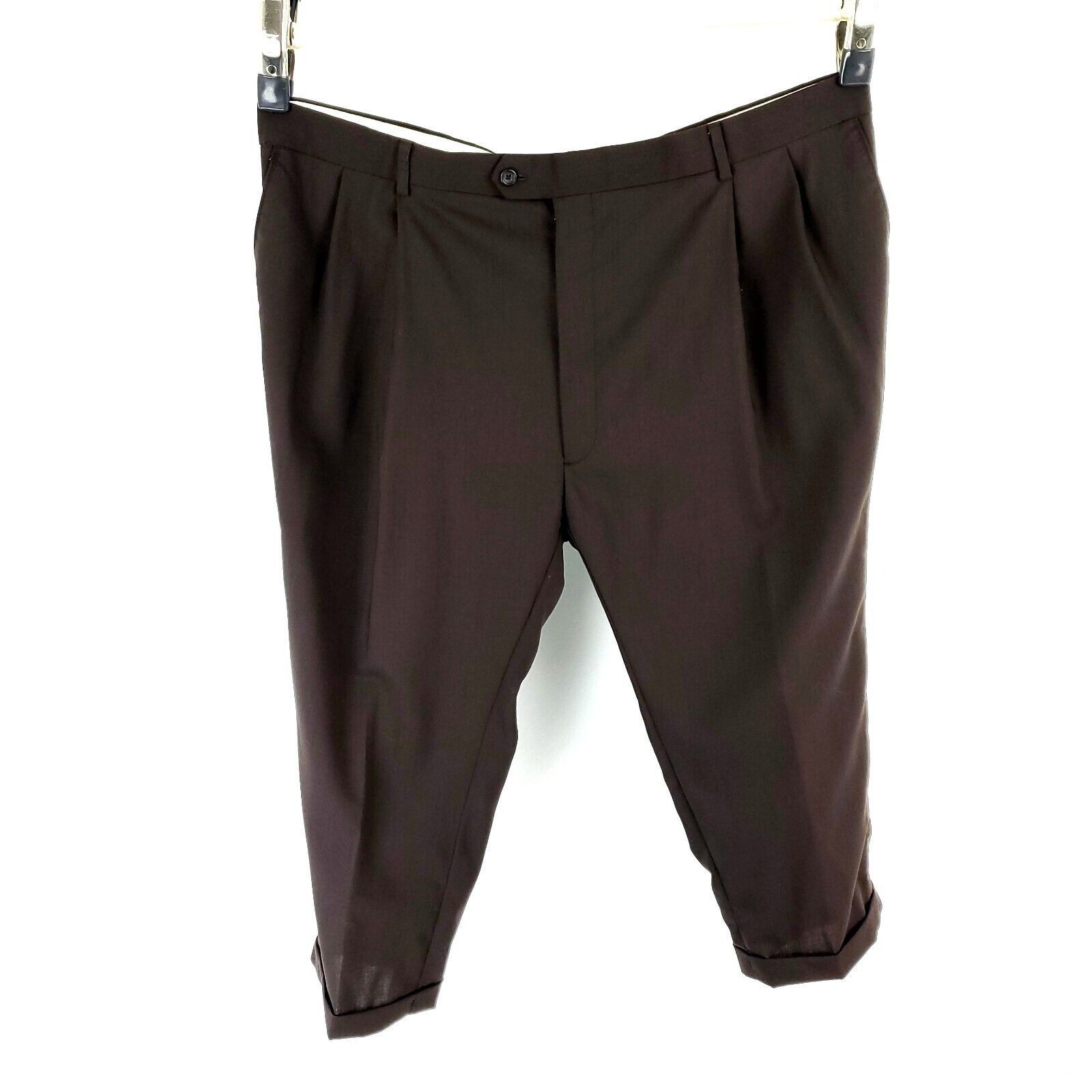 Pronto Uomo Pronto Uomo Wool Dress Pants Slacks 44/23 Short Leg Chocolat Size 44S - 5 Thumbnail