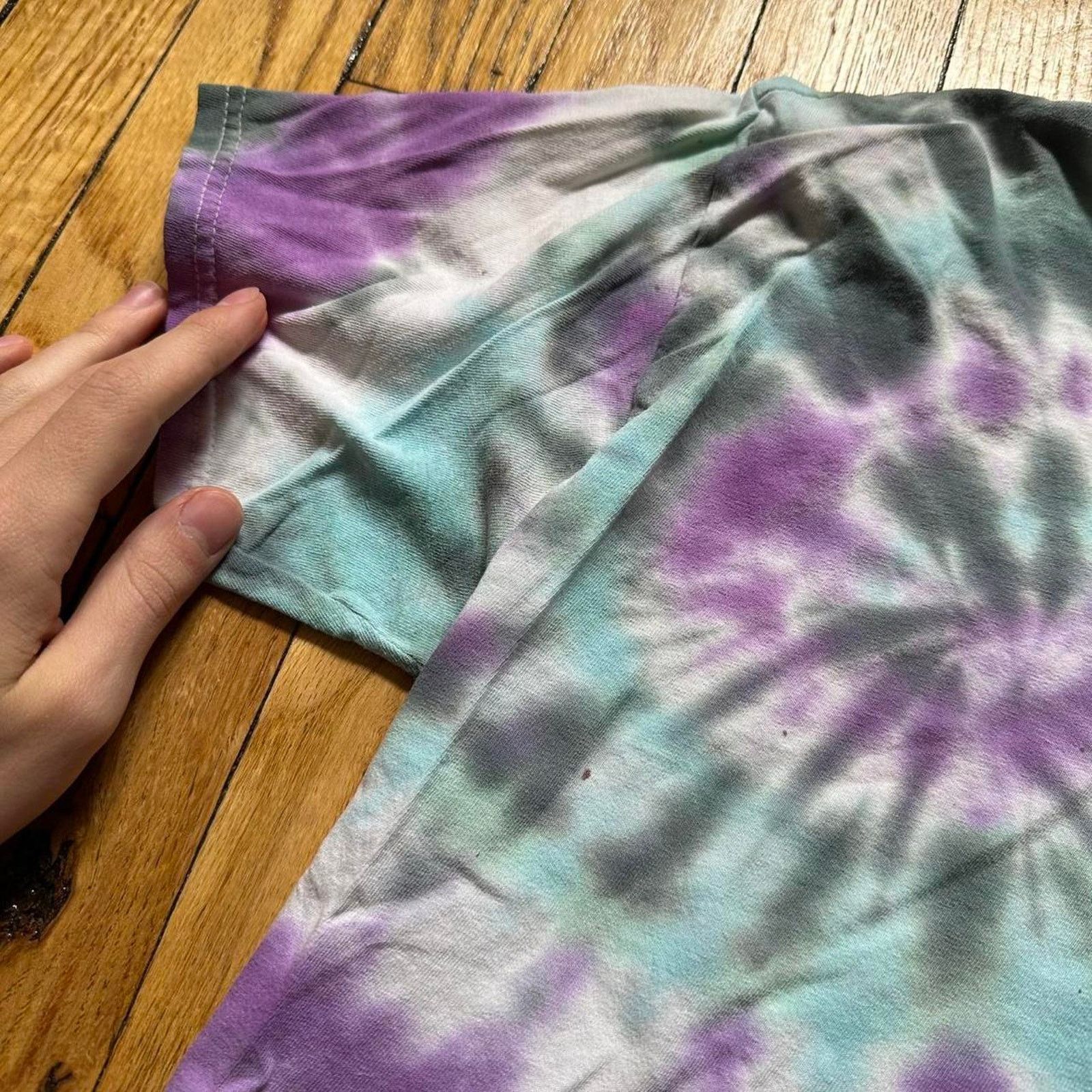 Vintage Vintage Tight Purple Blue Tie Dye Blank Basic Shirt Top Size US S / EU 44-46 / 1 - 5 Thumbnail