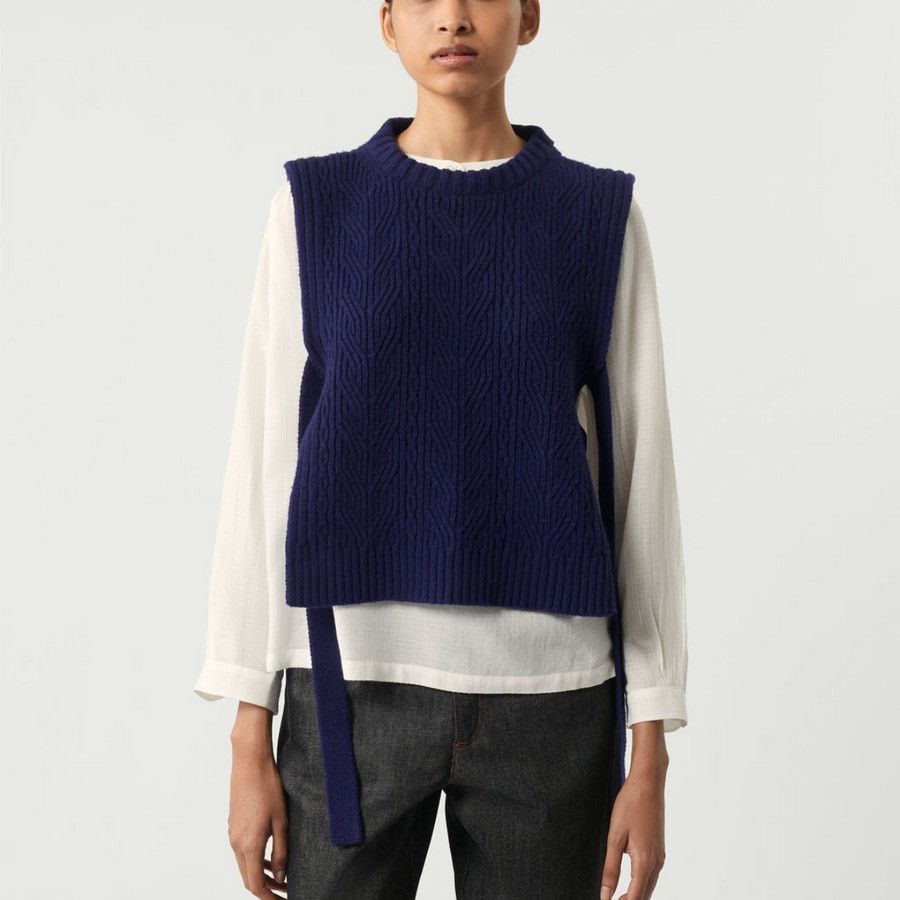 image of Soeur Pablo Pullover Open Vest With Ties in Blue, Women's (Size Small)