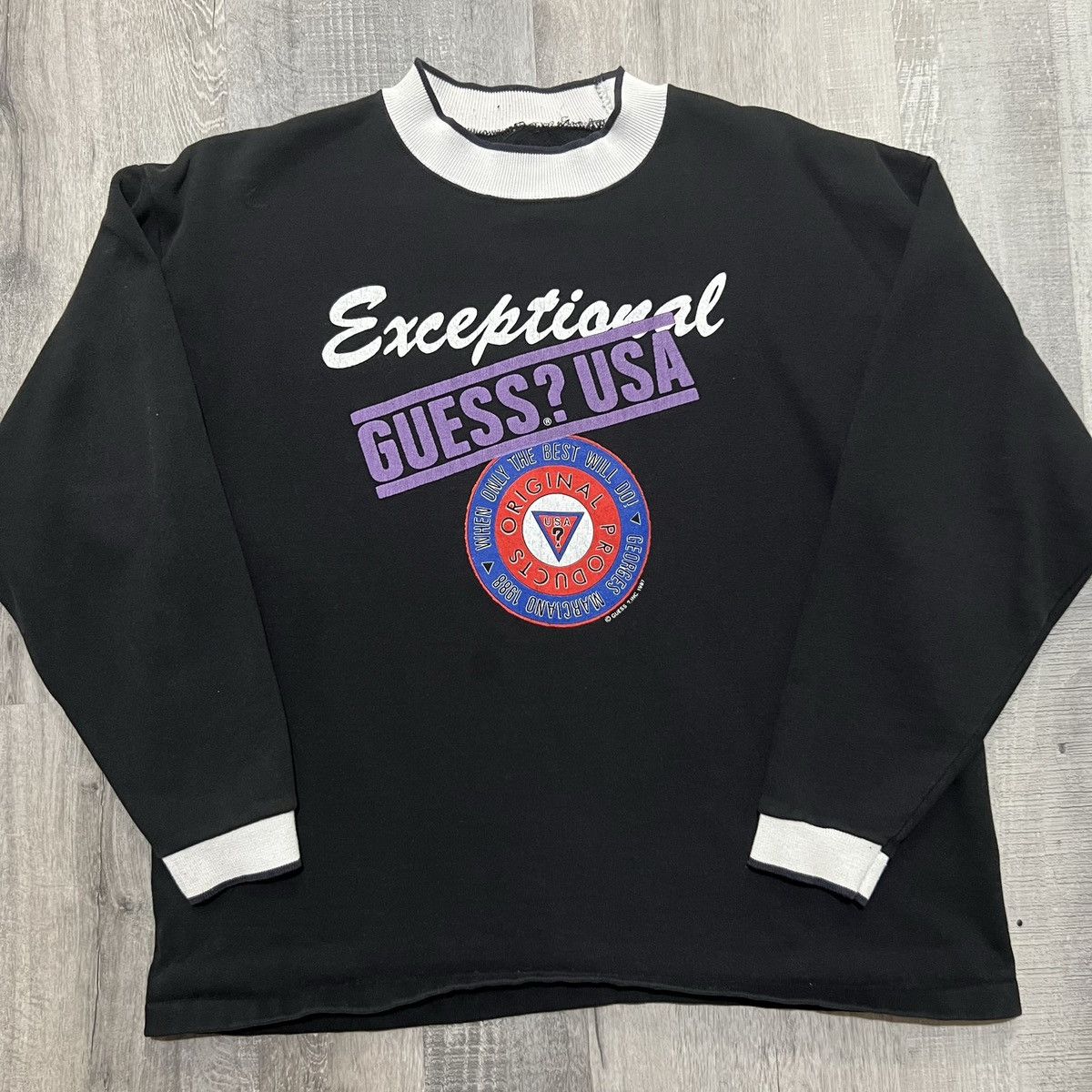 Guess × Vintage VTG Guess USA 1987 Black Georges Marciano 80s Sweatshirt Size US M / EU 48-50 / 2 - 1 Thumbnail