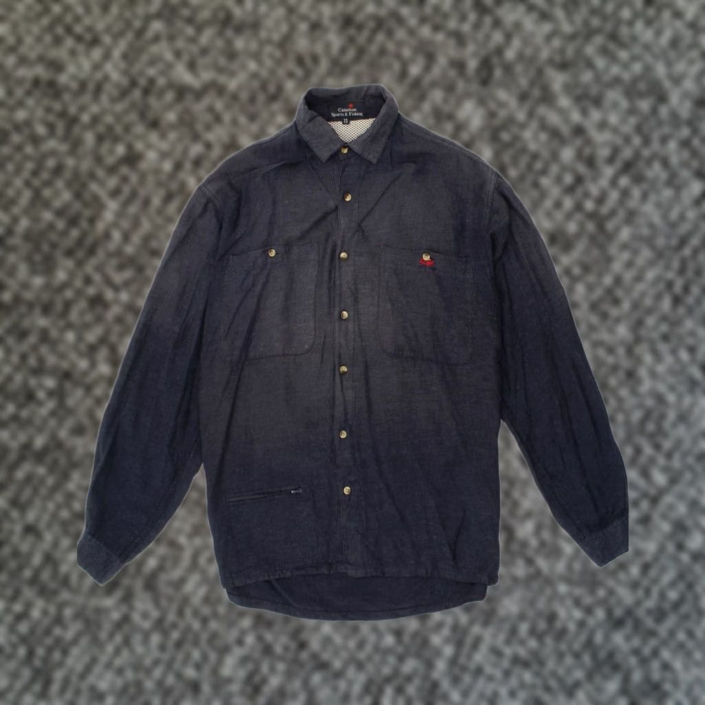 Vintage CANADIAN Mens Shirt XS Navy Blue Viscose Size US XS / EU 42 / 0 - 1 Thumbnail
