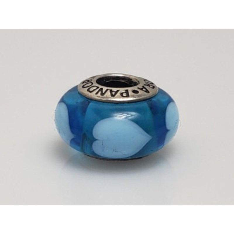 pandora Pandora Sterling Silver Blue Love Hearts Murano Glass Charm Size ONE SIZE - 6 Thumbnail